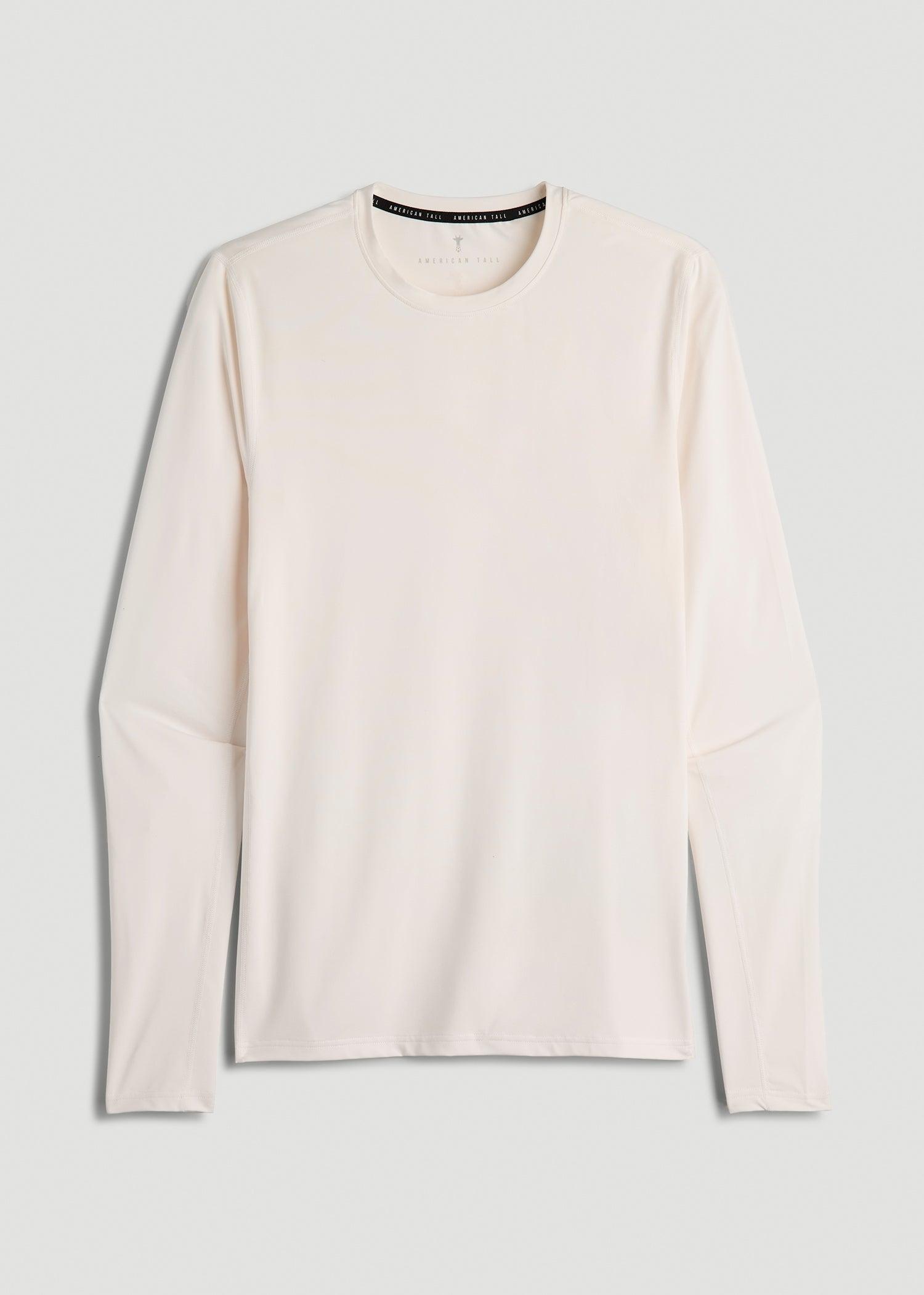 Long Sleeve UPF 50 Rash Guard for Tall Men in White Alyssum Male Product Image