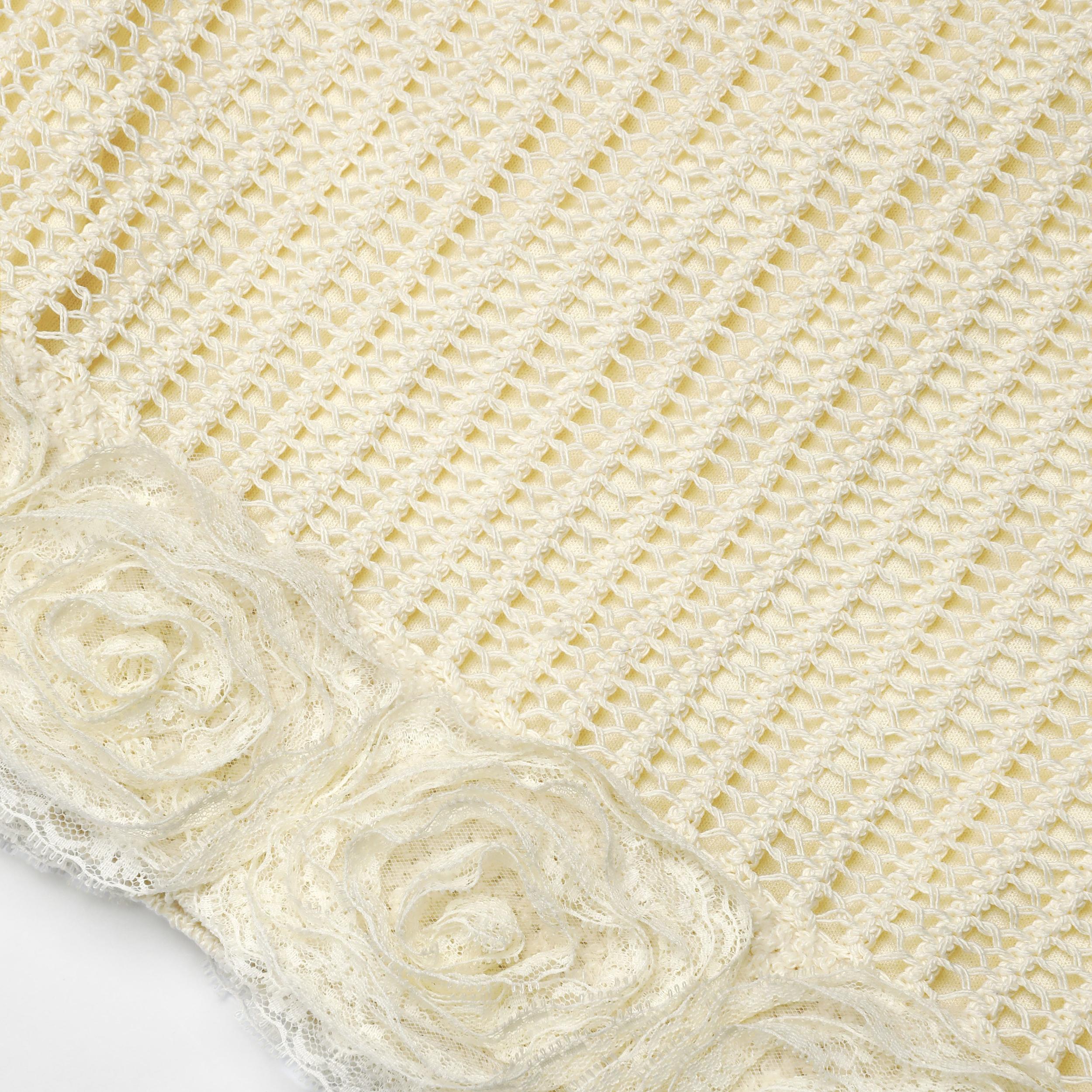 Yellow Crochet Flower Knit Mini Skirt Product Image