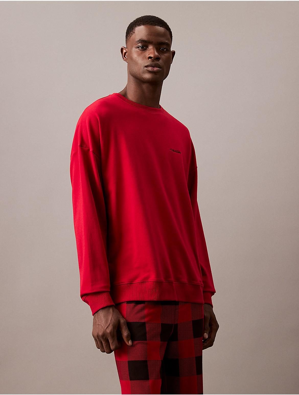 Calvin Klein Mens Icon Cotton Stretch Holiday Sweatshirt - Red Product Image