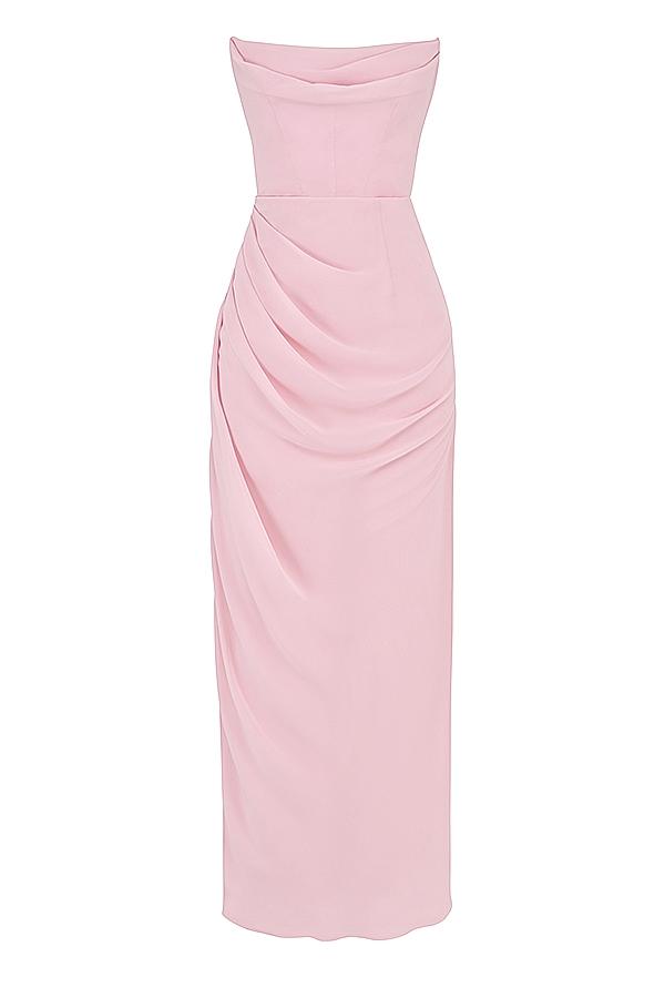 Adrienne  pink quartz georgette strapless gown Product Image