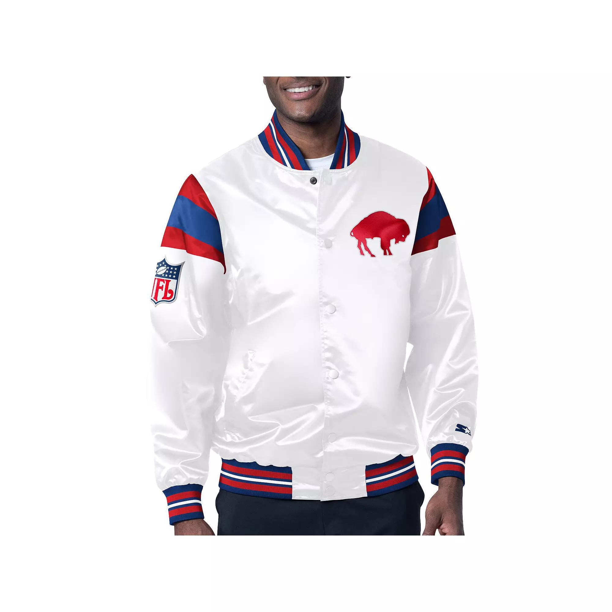 Men's Starter White/Royal Buffalo Bills Vintage Satin Full-Snap Varsity Jacket,  Product Image