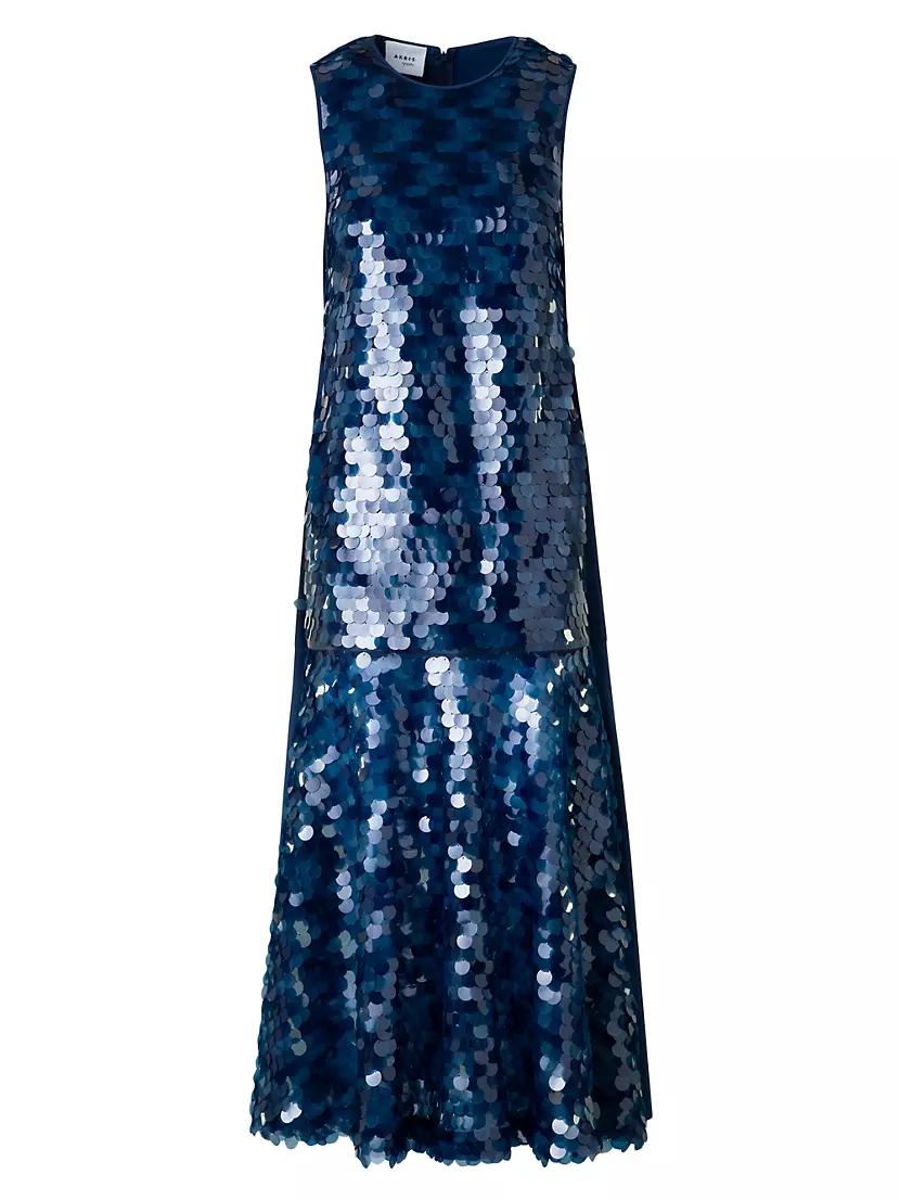 Womens Dot Sequined Midi Dress Product Image