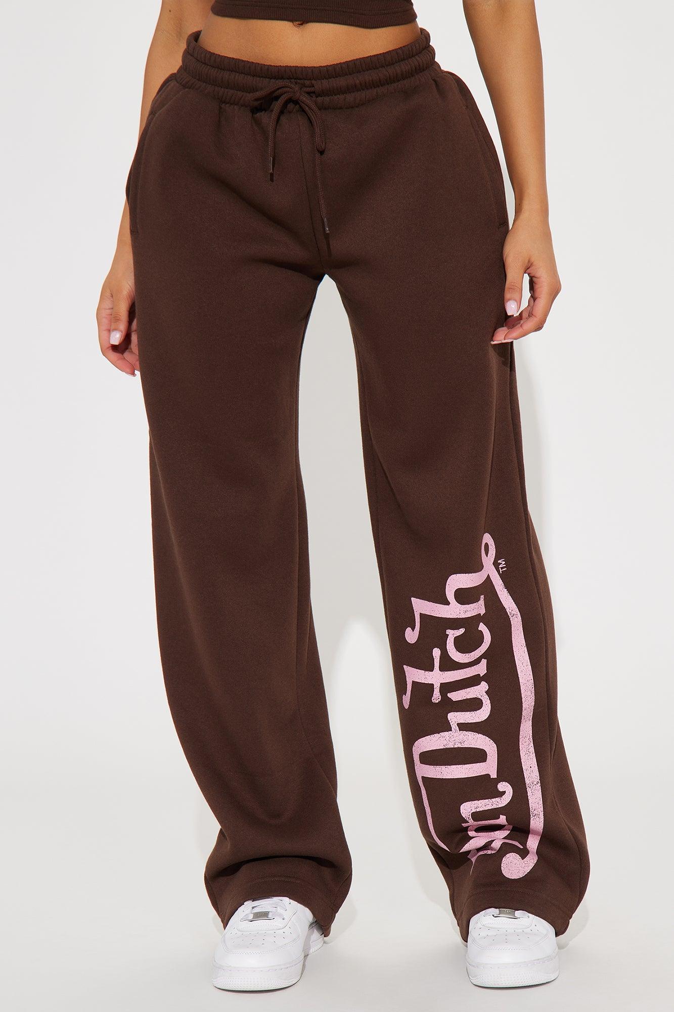 Von Dutch Washed Wide Leg Pant - Brown Product Image