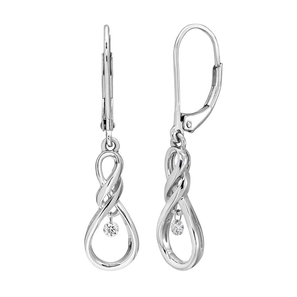Boston Bay Diamonds Sterling Silver Diamond Accent Infinity Drop Earrings, Women's, White Product Image
