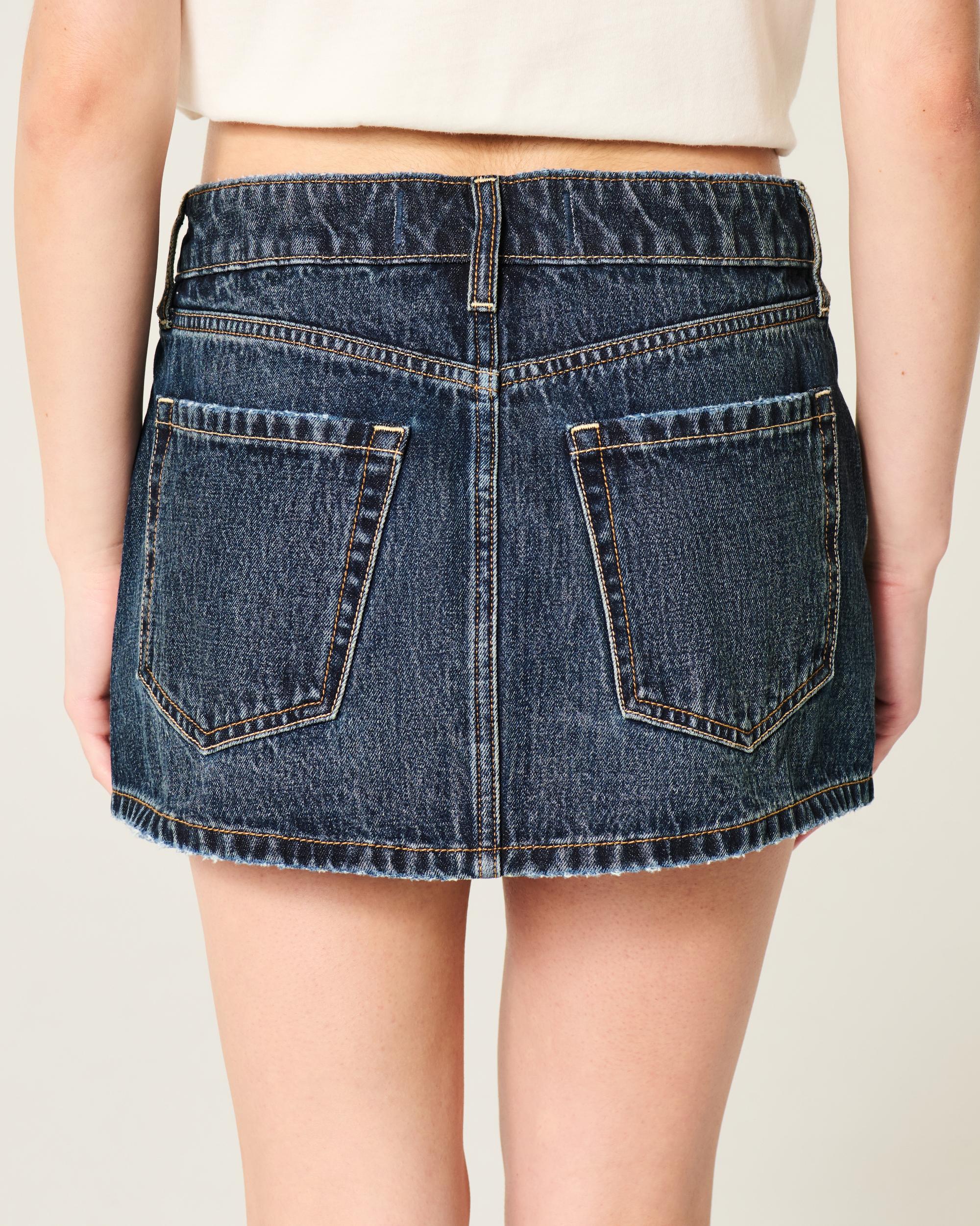 Curvy Low-Rise Denim Mini Skort Product Image