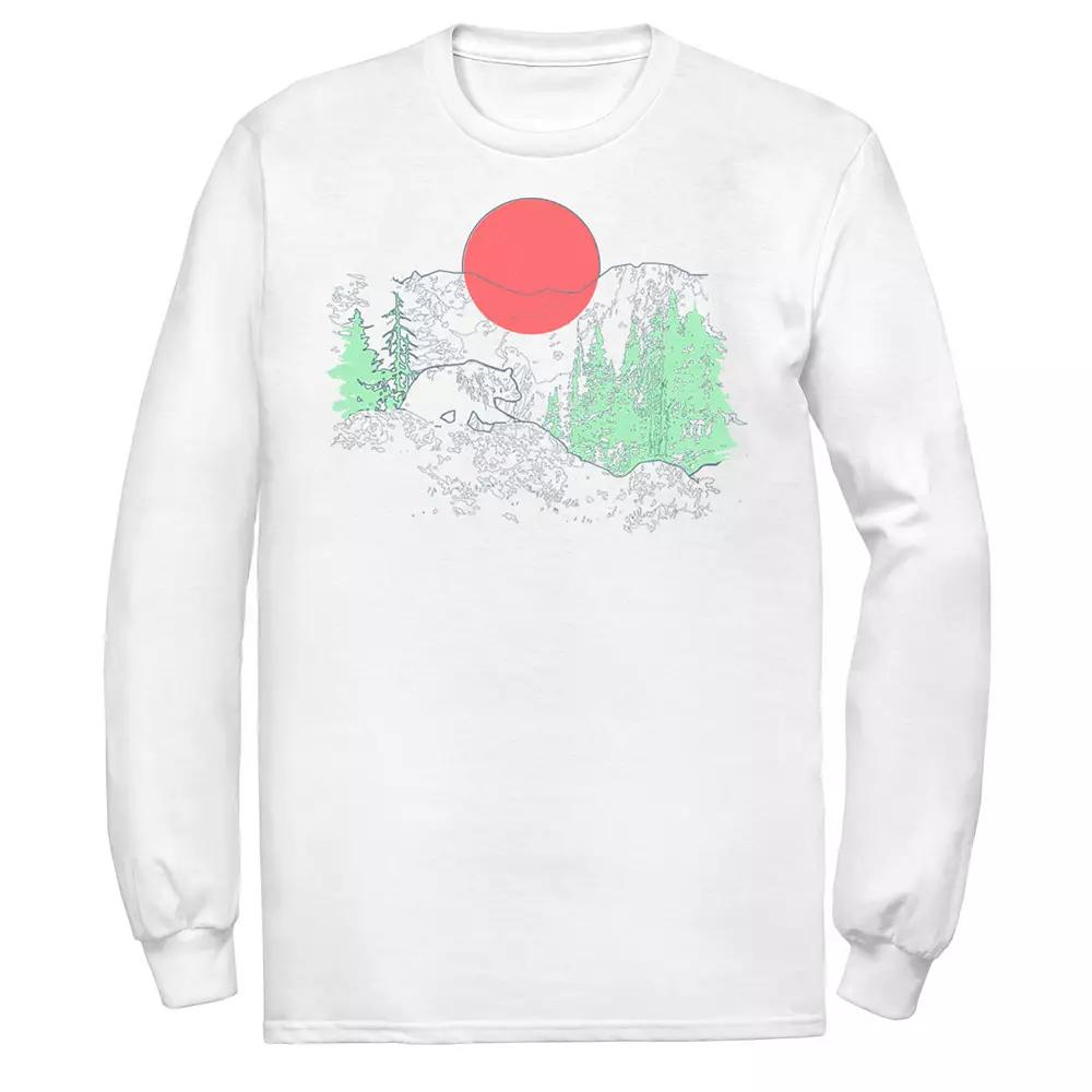 Men's Cali Bear Mountains With Neon Trees Line Sketch Tee,  Product Image