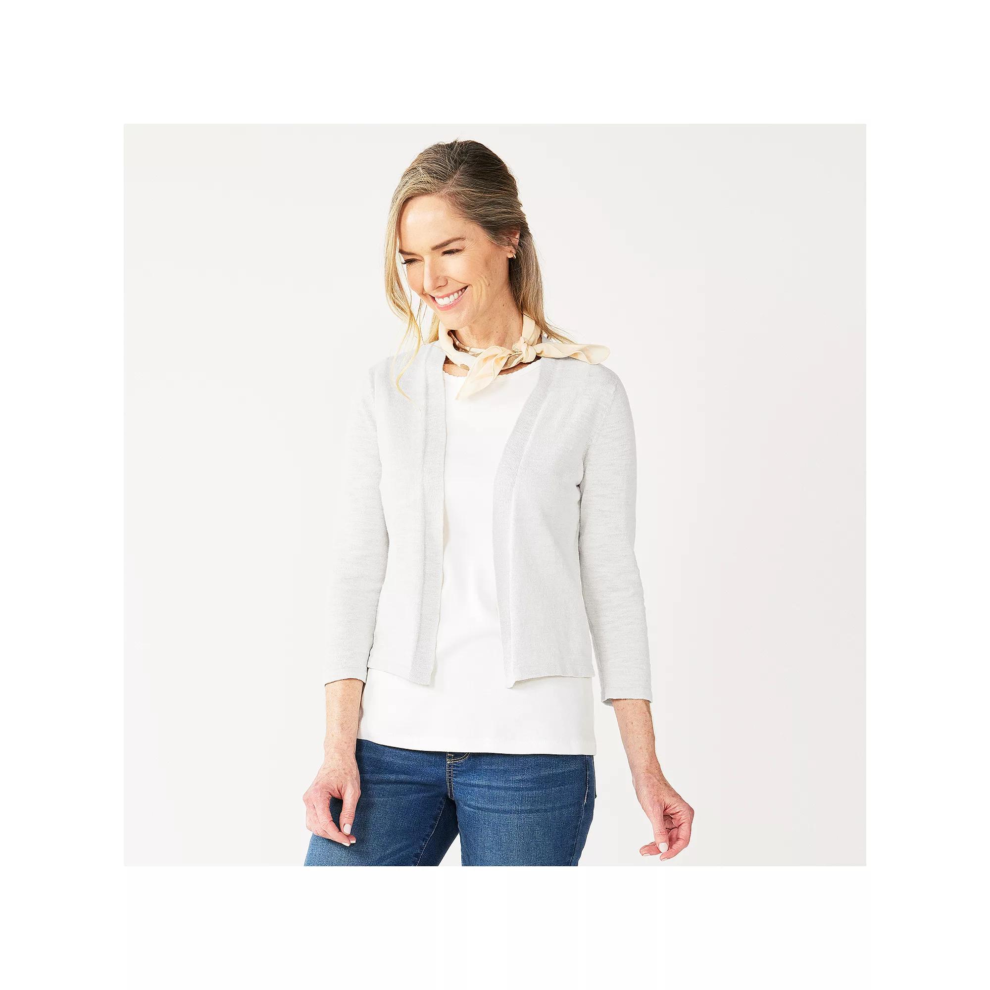 Petite Croft & Barrow® Open-Front Cardigan, Women's,  Product Image