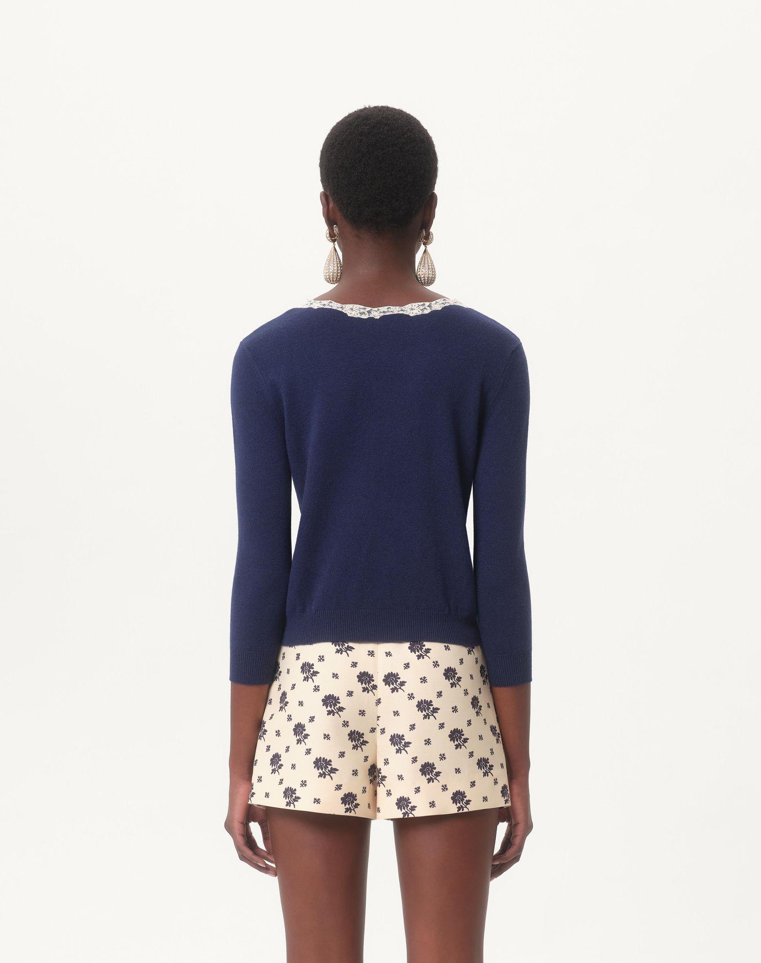 Embroidered Cardigan With Lace Inserts Product Image