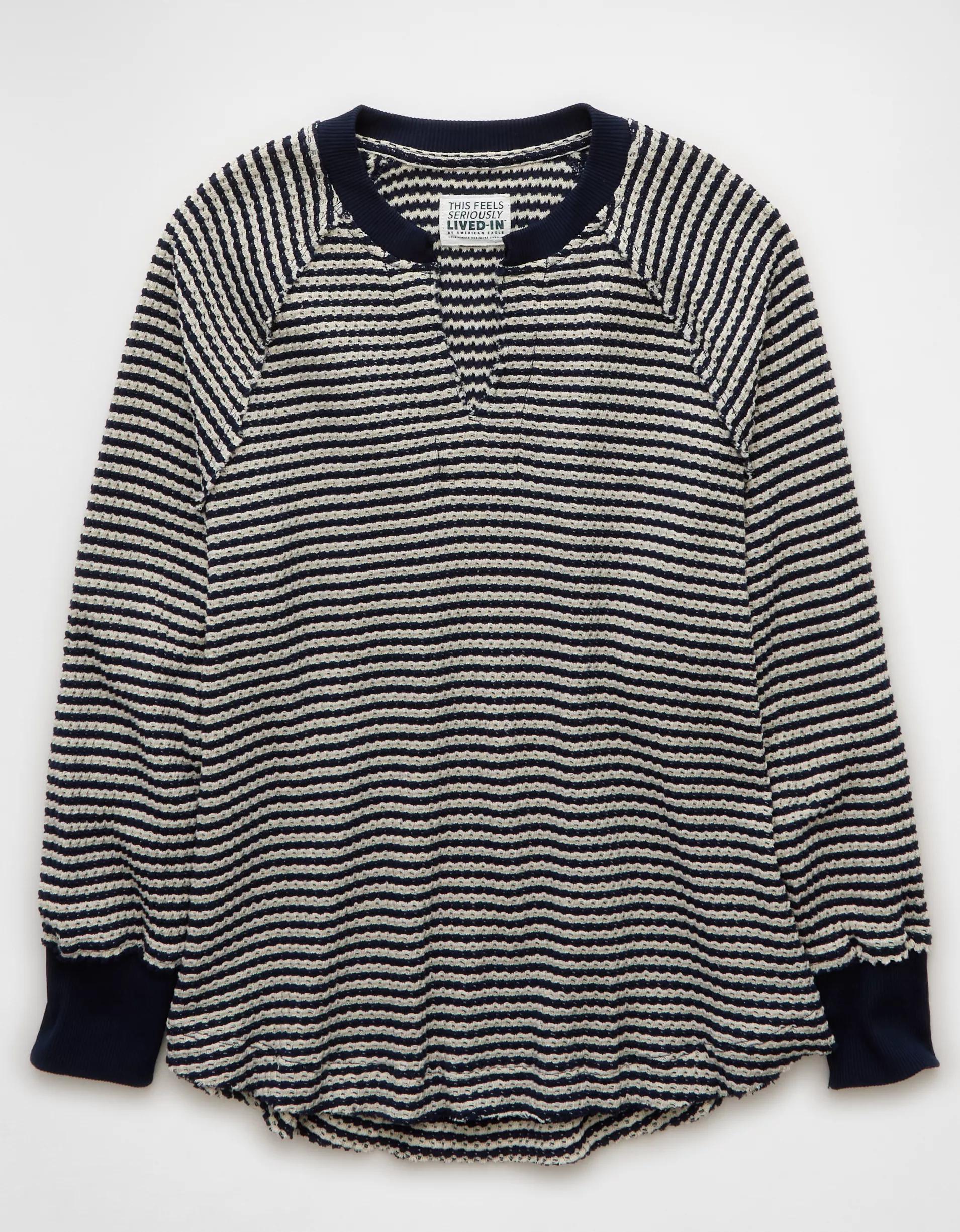 AE Big Hug Notch Neck Waffle Sweatshirt Product Image