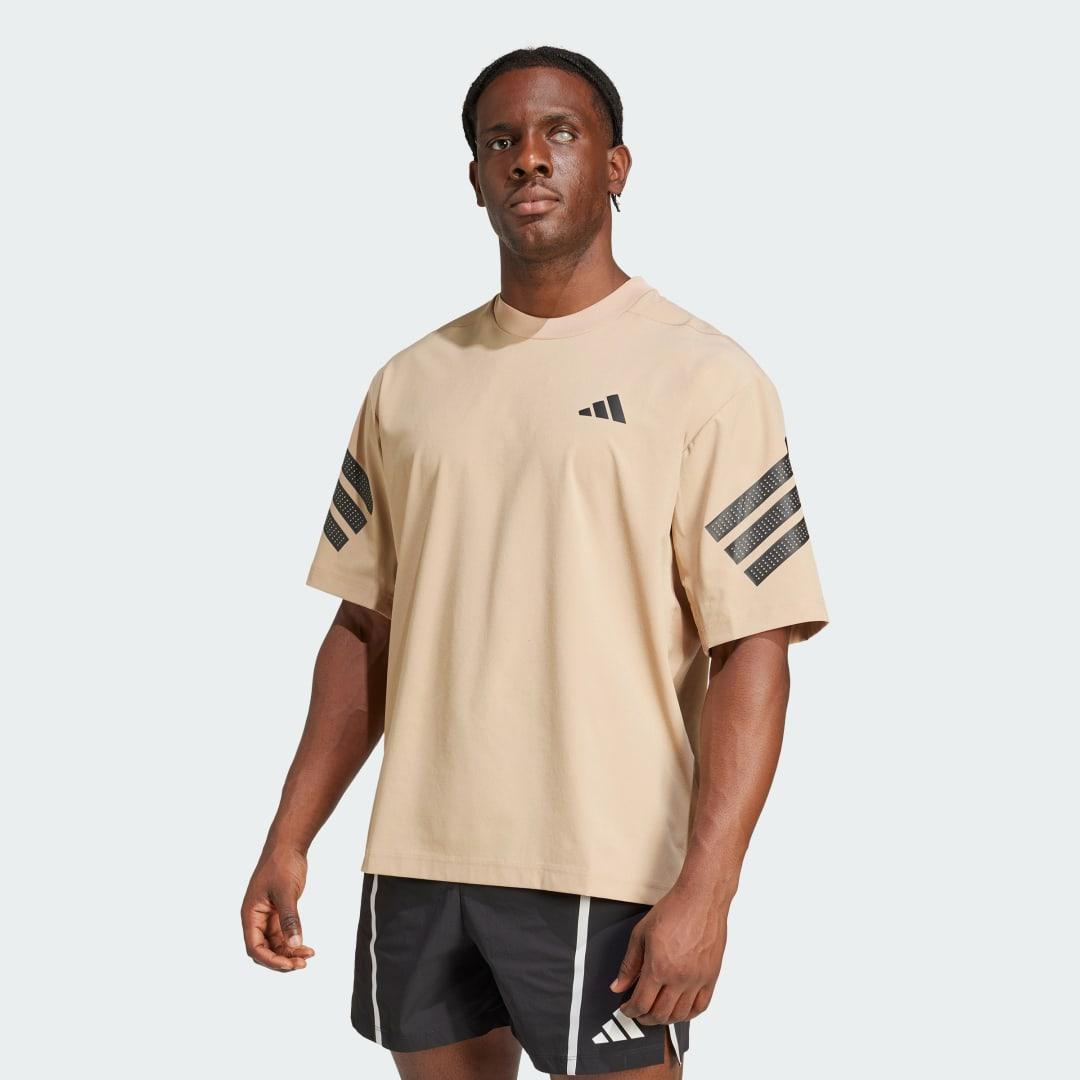 adidas Gym+ 3-Stripes Woven Pump Cover Warm Sandstone S Mens Product Image