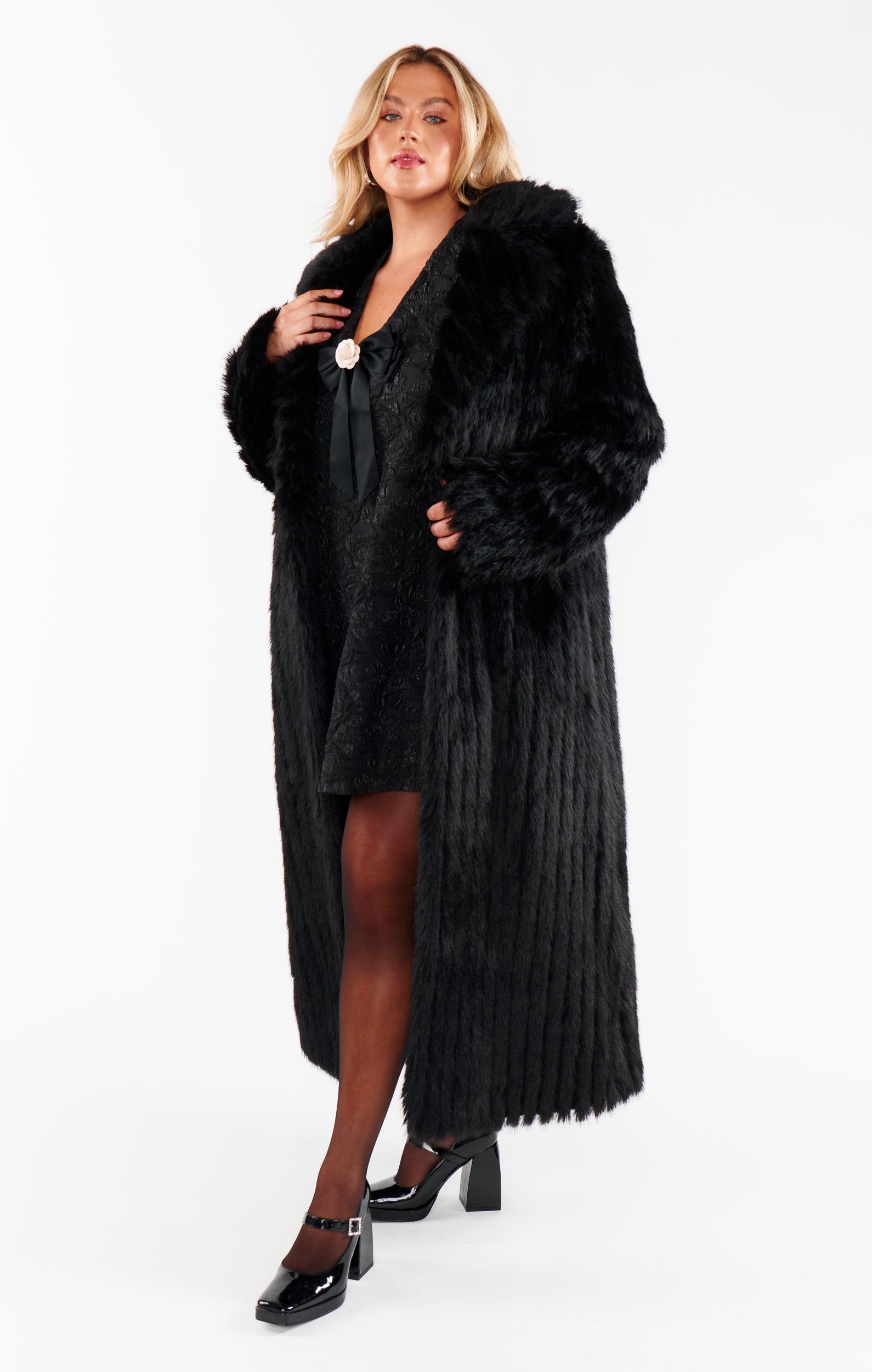 Plaza Coat ~ Black Faux Fur Product Image