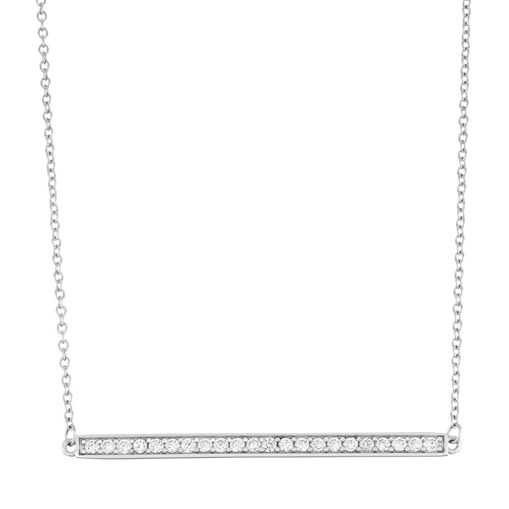 Sterling Silver Cubic Zirconia Bar Necklace, Women's, Size: 18", White Product Image