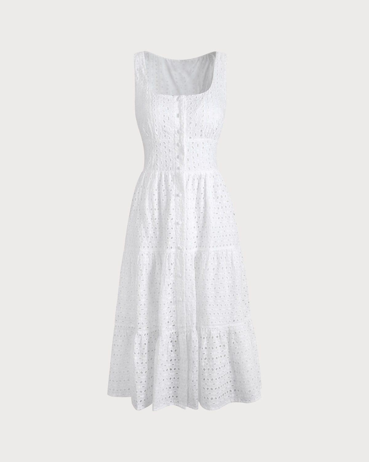 The Square Neck Tiered Hem Midi Dress Female Product Image