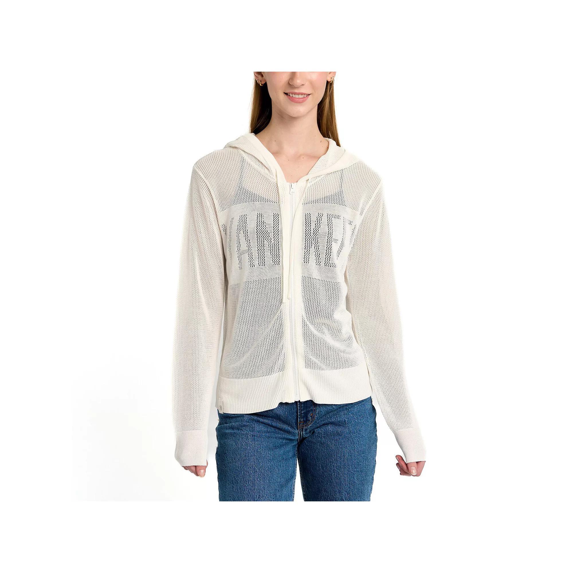 Women's Lusso Cream New York Yankees Summer Mesh Full-Zip Jacket,  Product Image