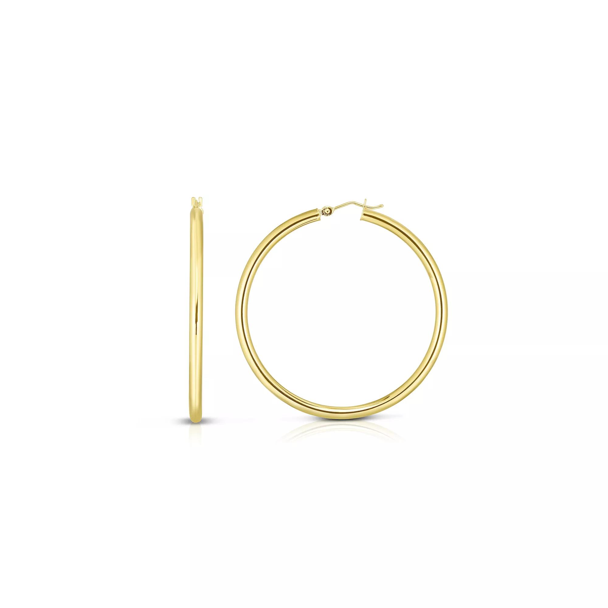14k Gold 20 mm Round Tube Hoop Earrings, Women's Product Image