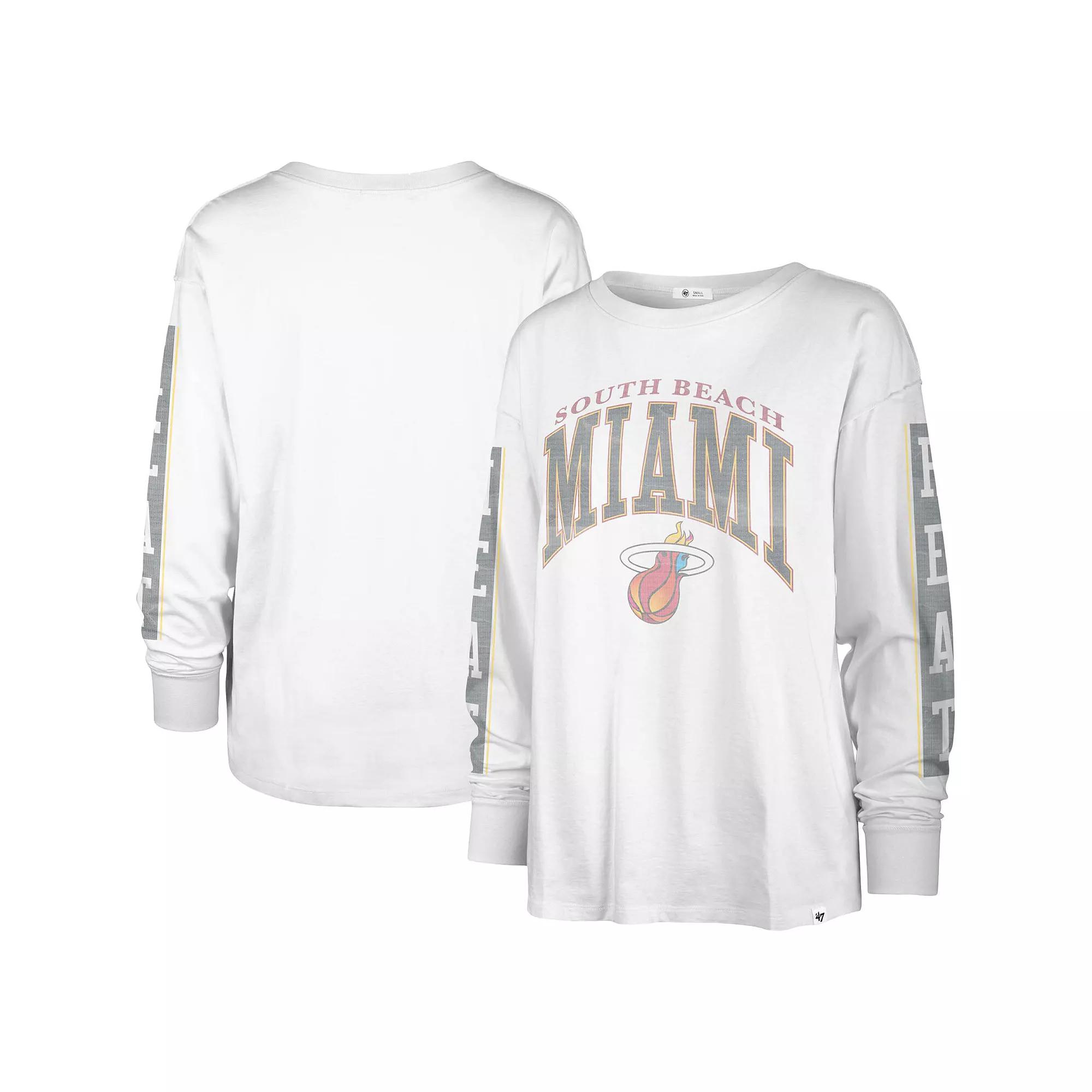 Women's '47 White Miami Heat City Edition SOA Long Sleeve T-Shirt, Size: Large Product Image