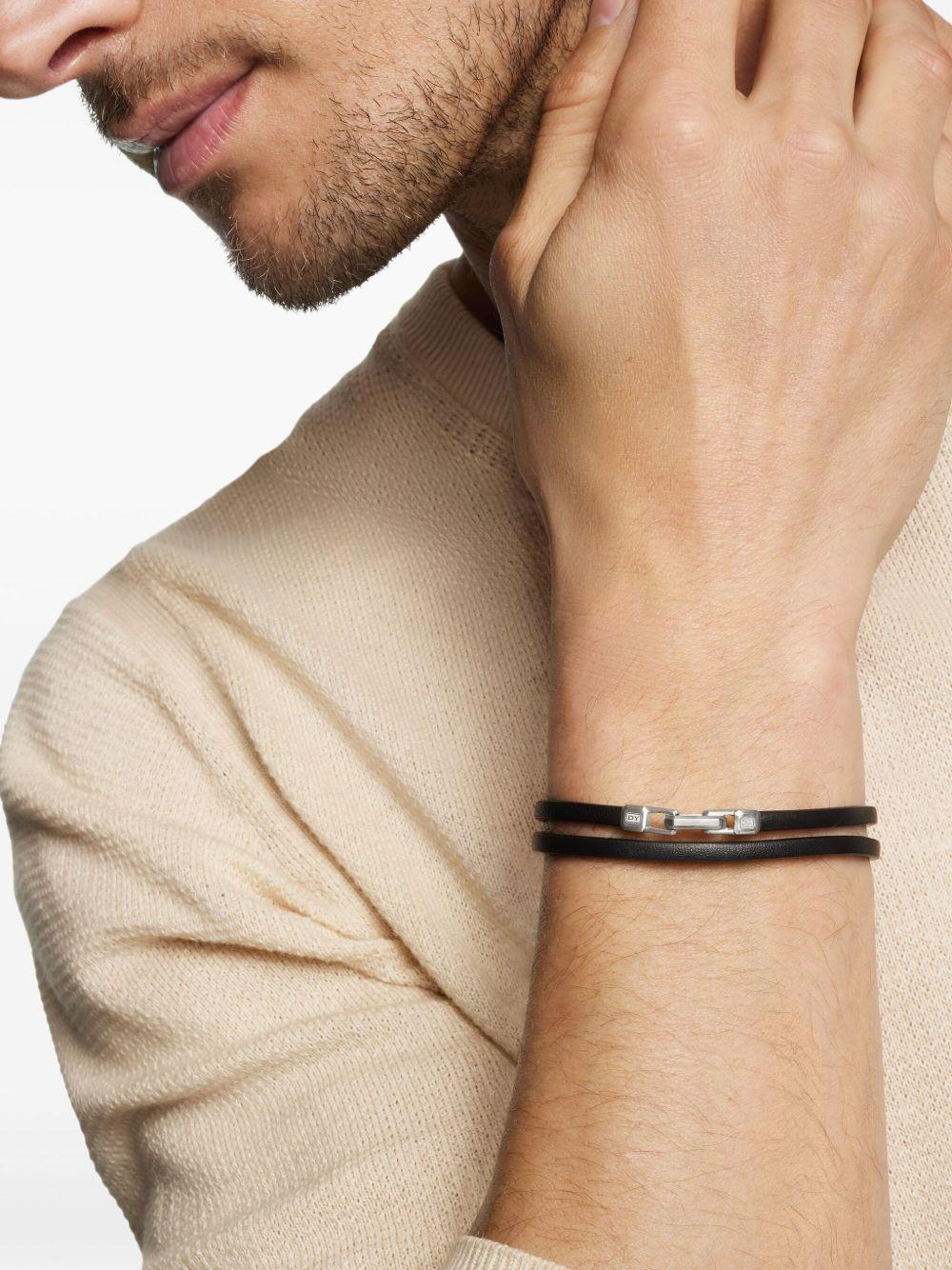 sterling silver Streamline Double Wrap leather bracelet (4mm) Product Image