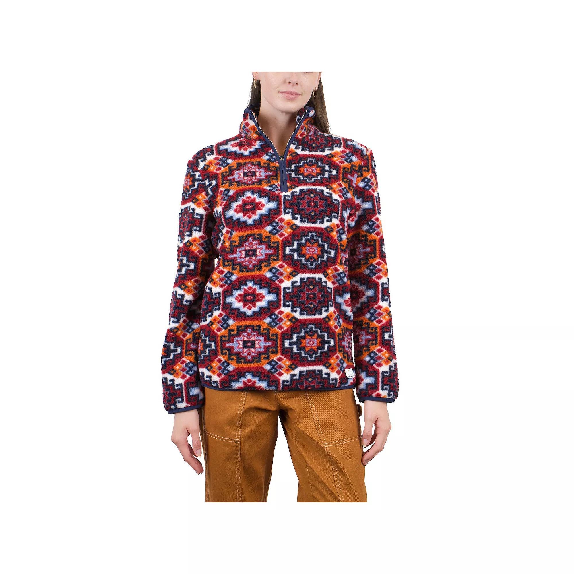 Womens Mountain and Isles Quarter Zip Printed Sherpa Pullover Product Image