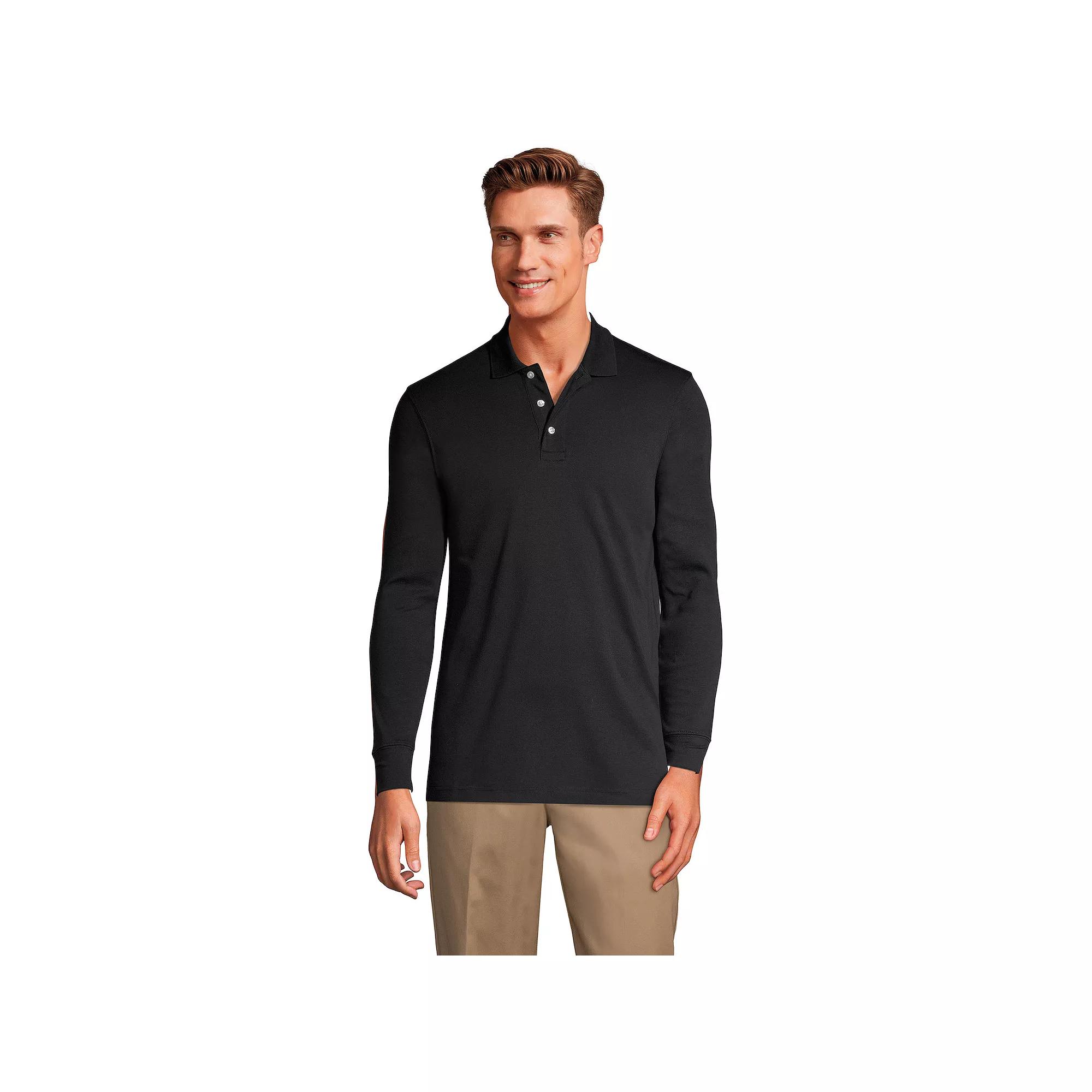 Mens Lands' End Long Sleeve Interlock Polo Shirt, Men's,  Product Image
