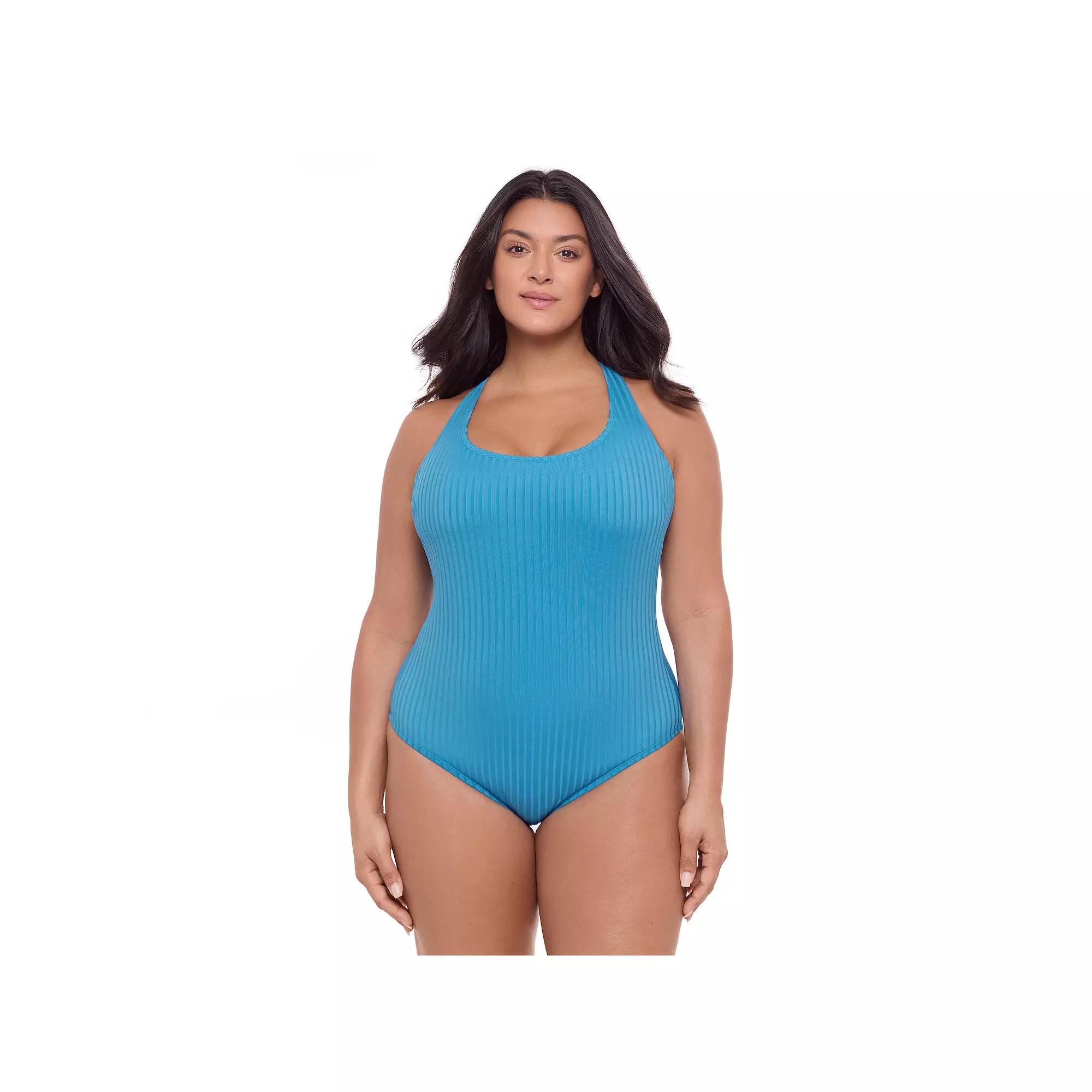 Women’s S3 Swim Sculpting Ribbed Scoopneck Crossback One Piece Swimsuit, Women's,  Product Image