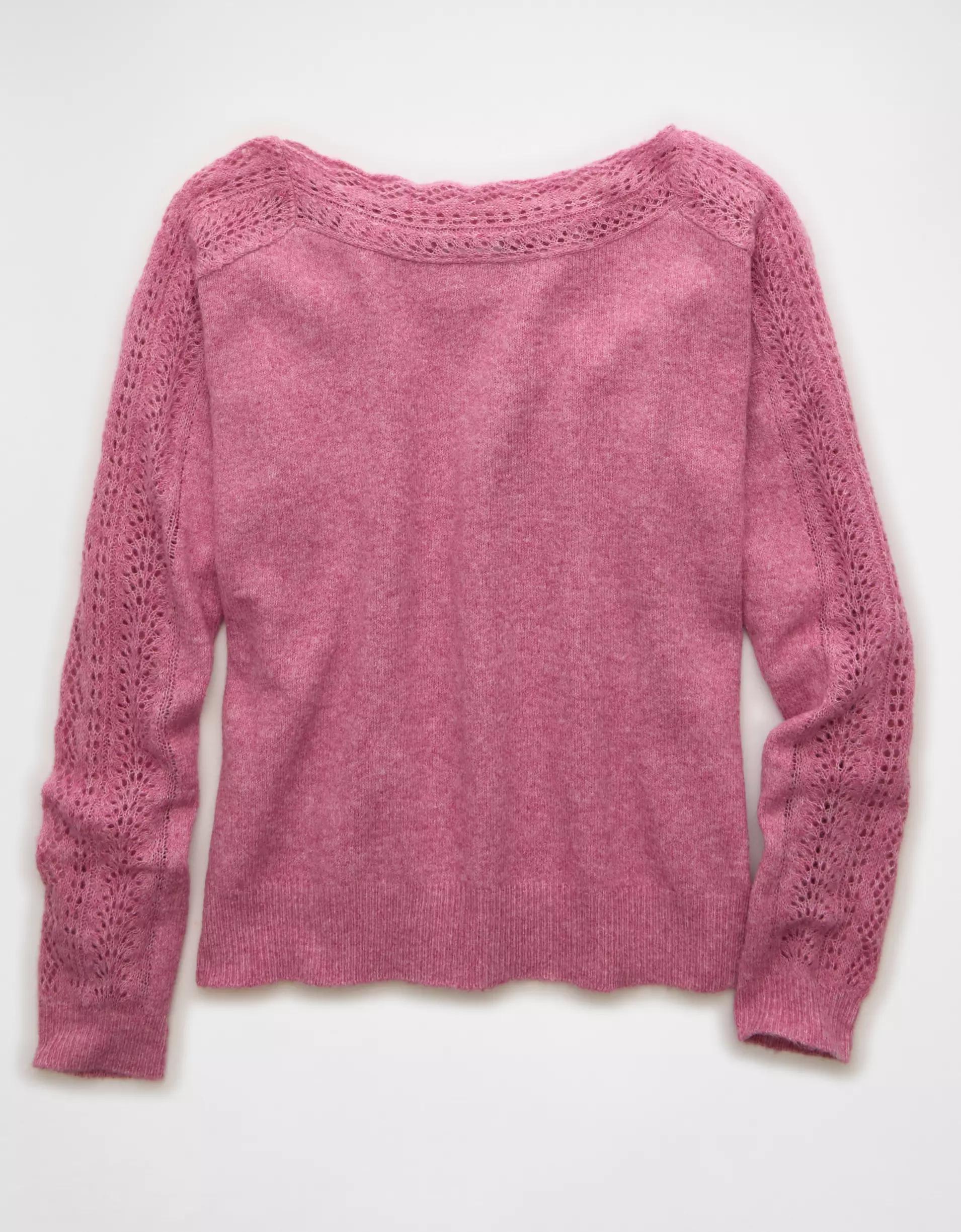 AE Whoa So Soft Lace Sweater Product Image