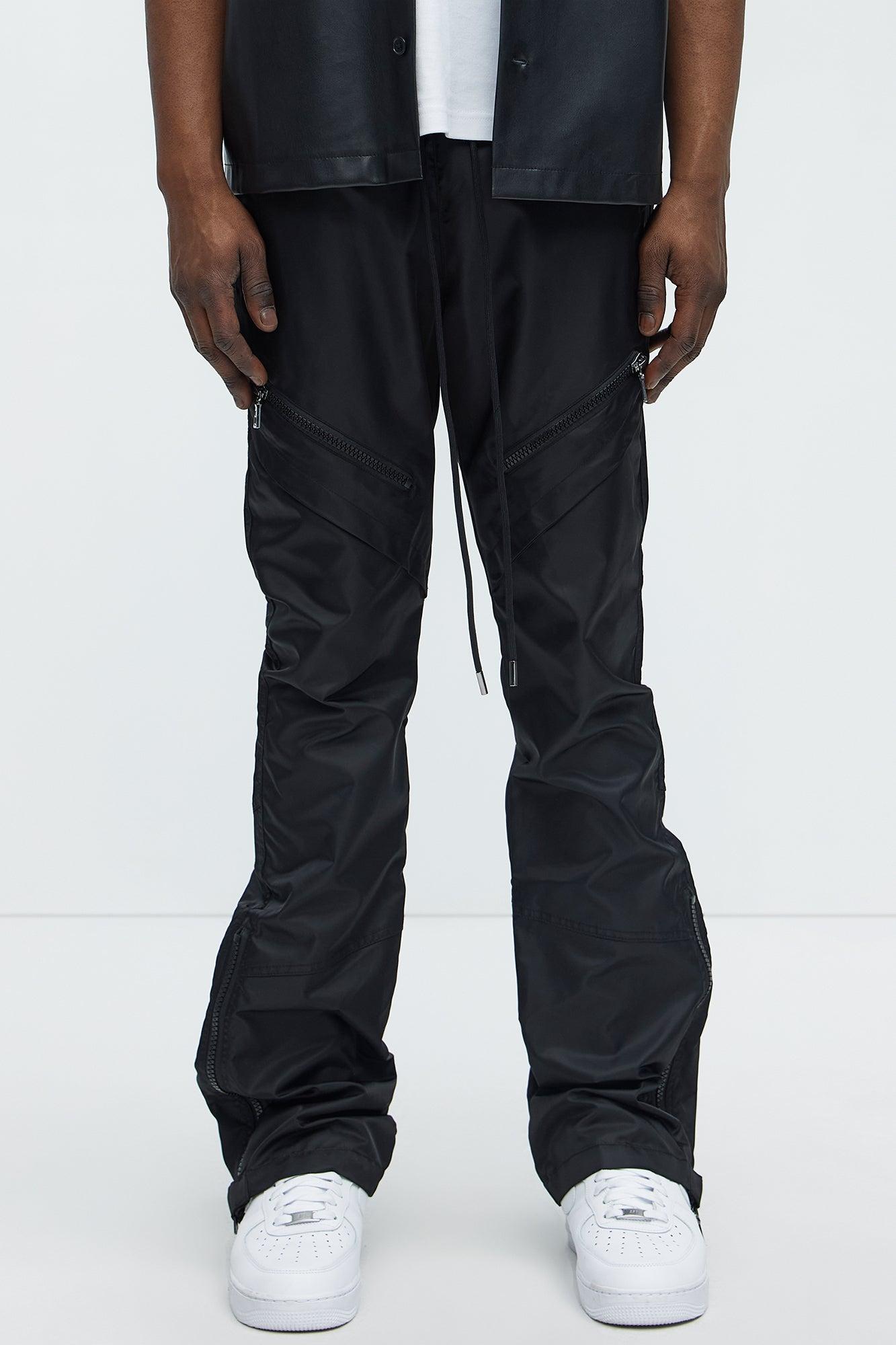 Play The Track Stacked Slim Flare Nylon Pants - Black Product Image