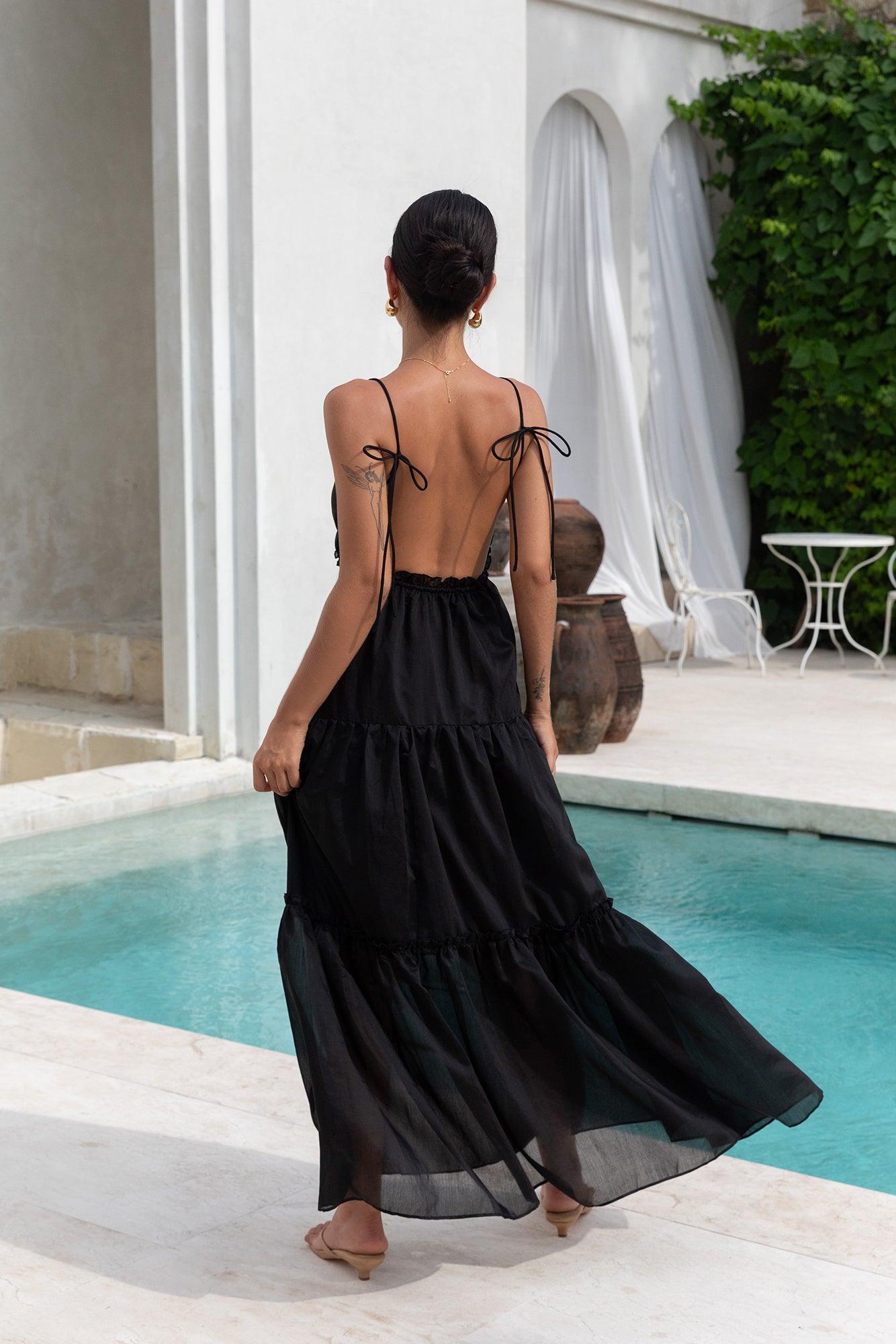 Dance In The Dark Halter Maxi Dress Black Product Image