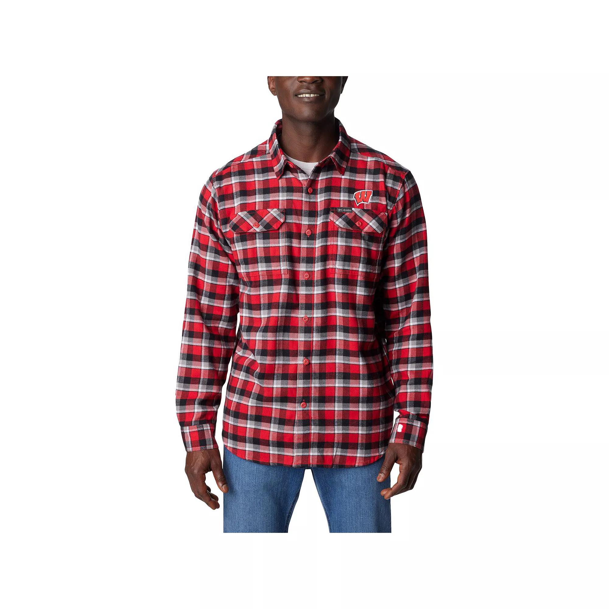 Columbia  Red Wisconsin Badgers Flare Gun Flannel Long Sleeve Shirt, Men's, Size: Medium Product Image