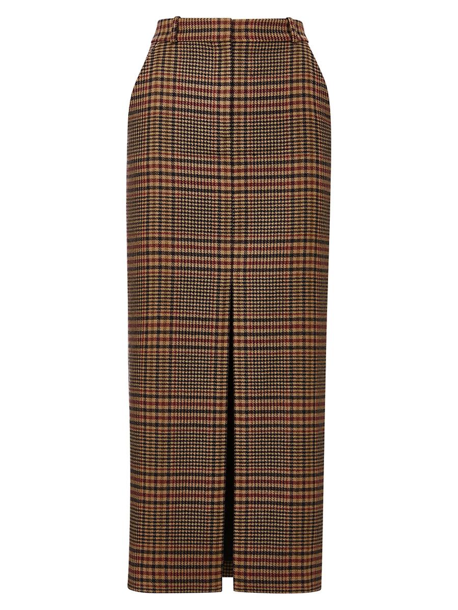 Womens Maxine Plaid Wool Maxi Skirt Product Image