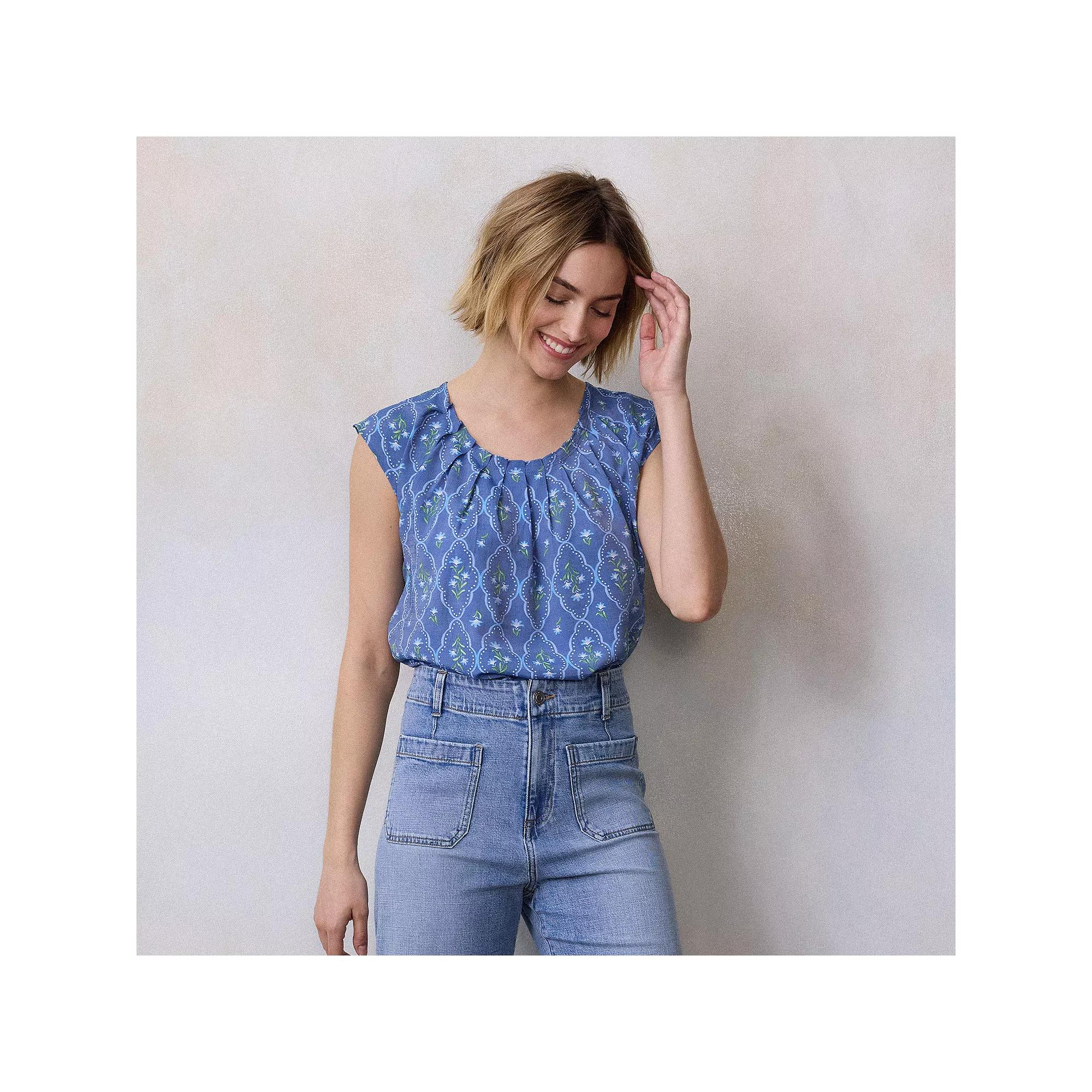 Women's LC Lauren Conrad Pleated Scoopneck Top,  Product Image