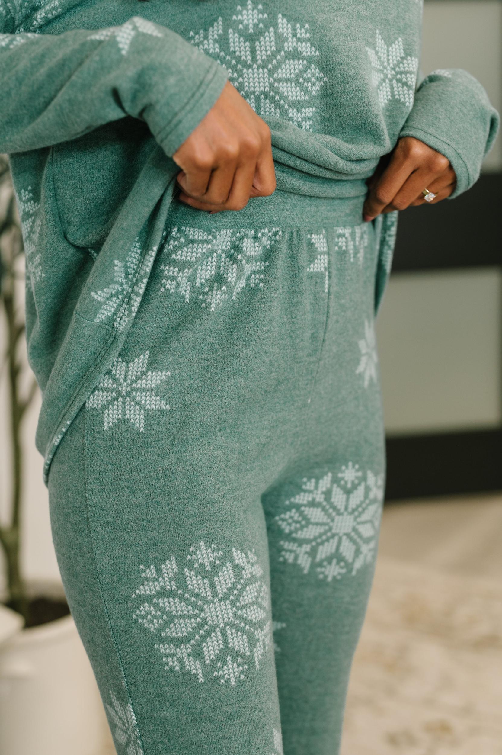 Snowflake Sniffles Pajama Set in Hunter Green Female Product Image