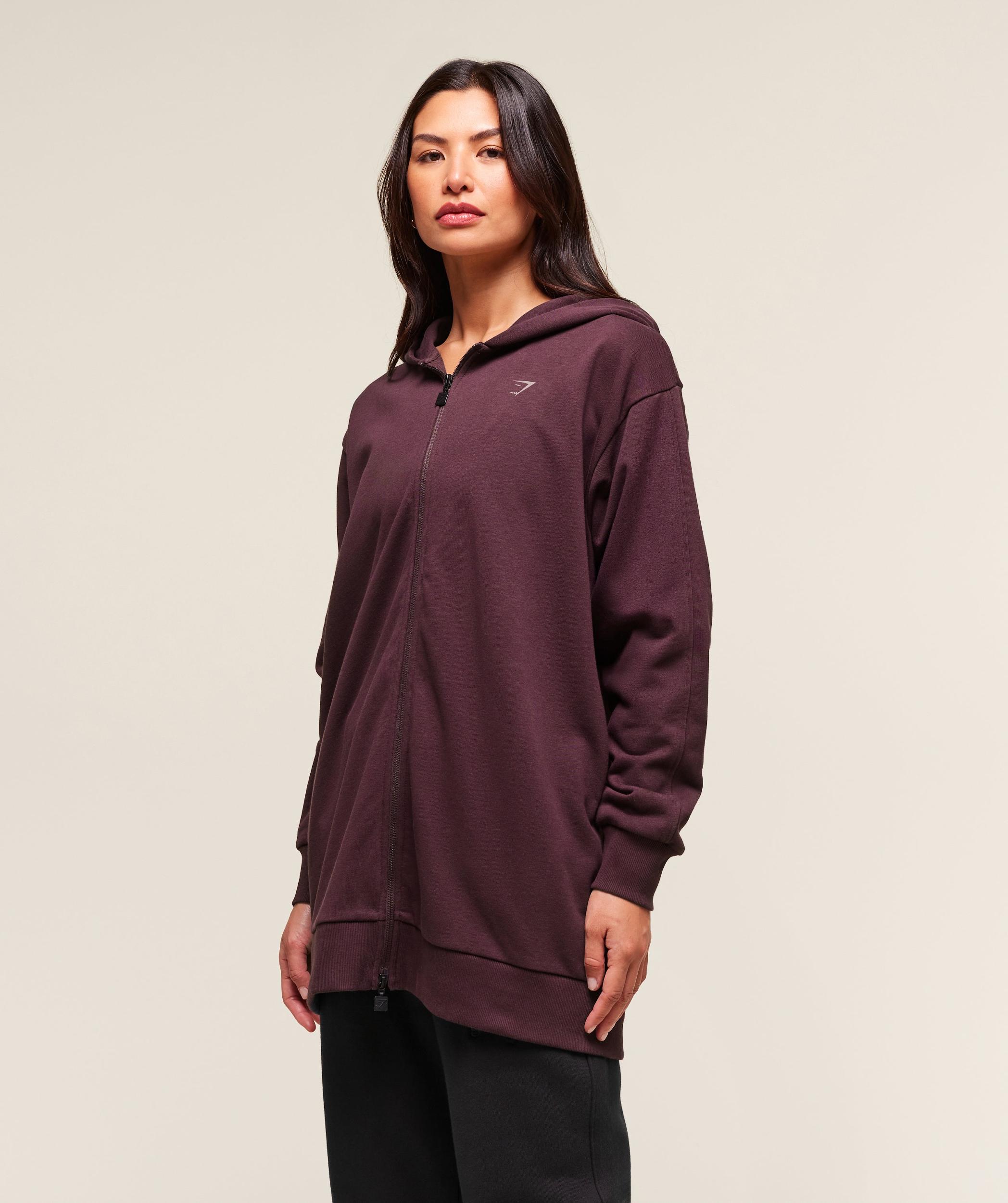 Gymshark Covered Longline Zip Up Hoodie - Cherry Purple Female Product Image