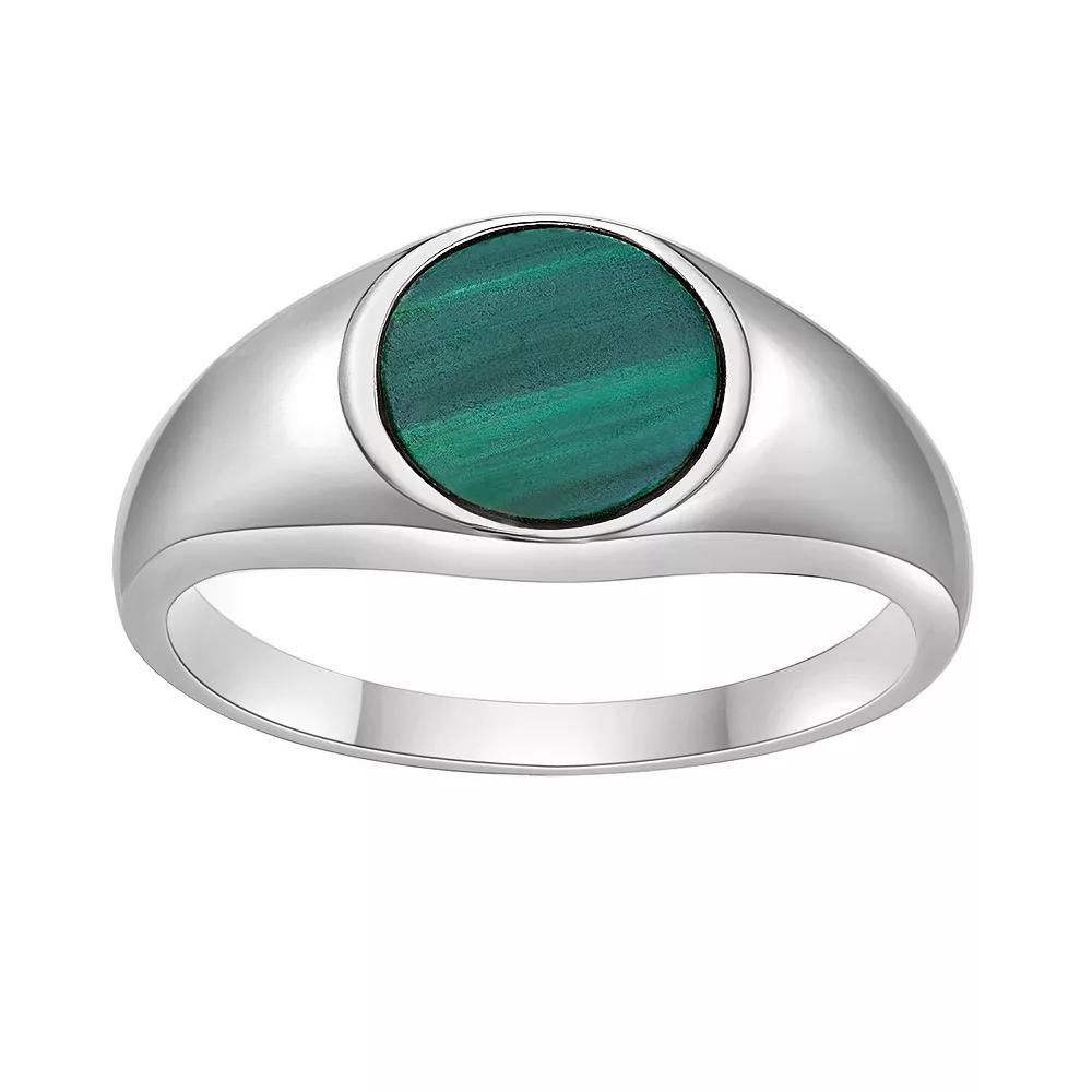 Gemminded Sterling Silver Malachite Signet Ring, Women's, Size: 8 Product Image