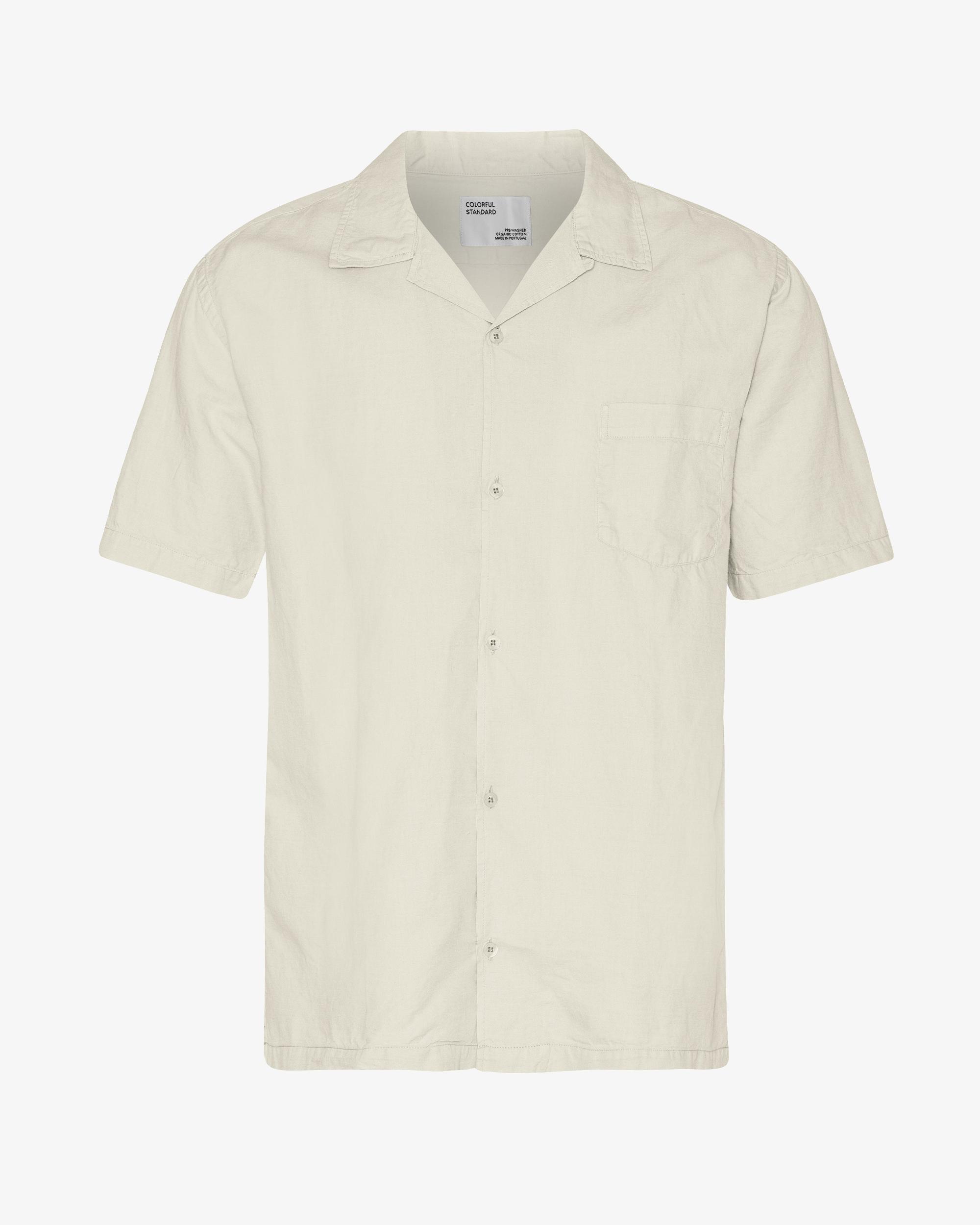 Linen Short Sleeved Shirt - Ivory White Product Image