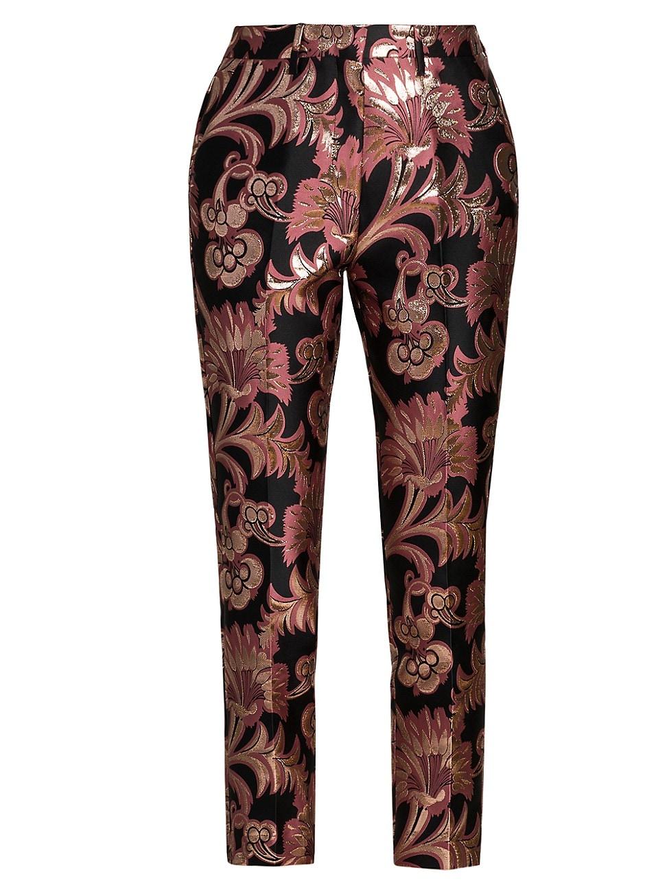 Womens Jacquard Paisley Slim-Fit Trousers Product Image