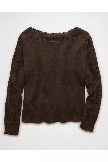 AE Whoa So Soft Lace Sweater Product Image