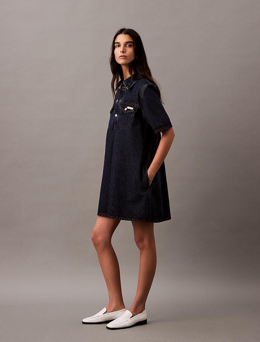 Relaxed Denim Mini Shirt Dress Product Image