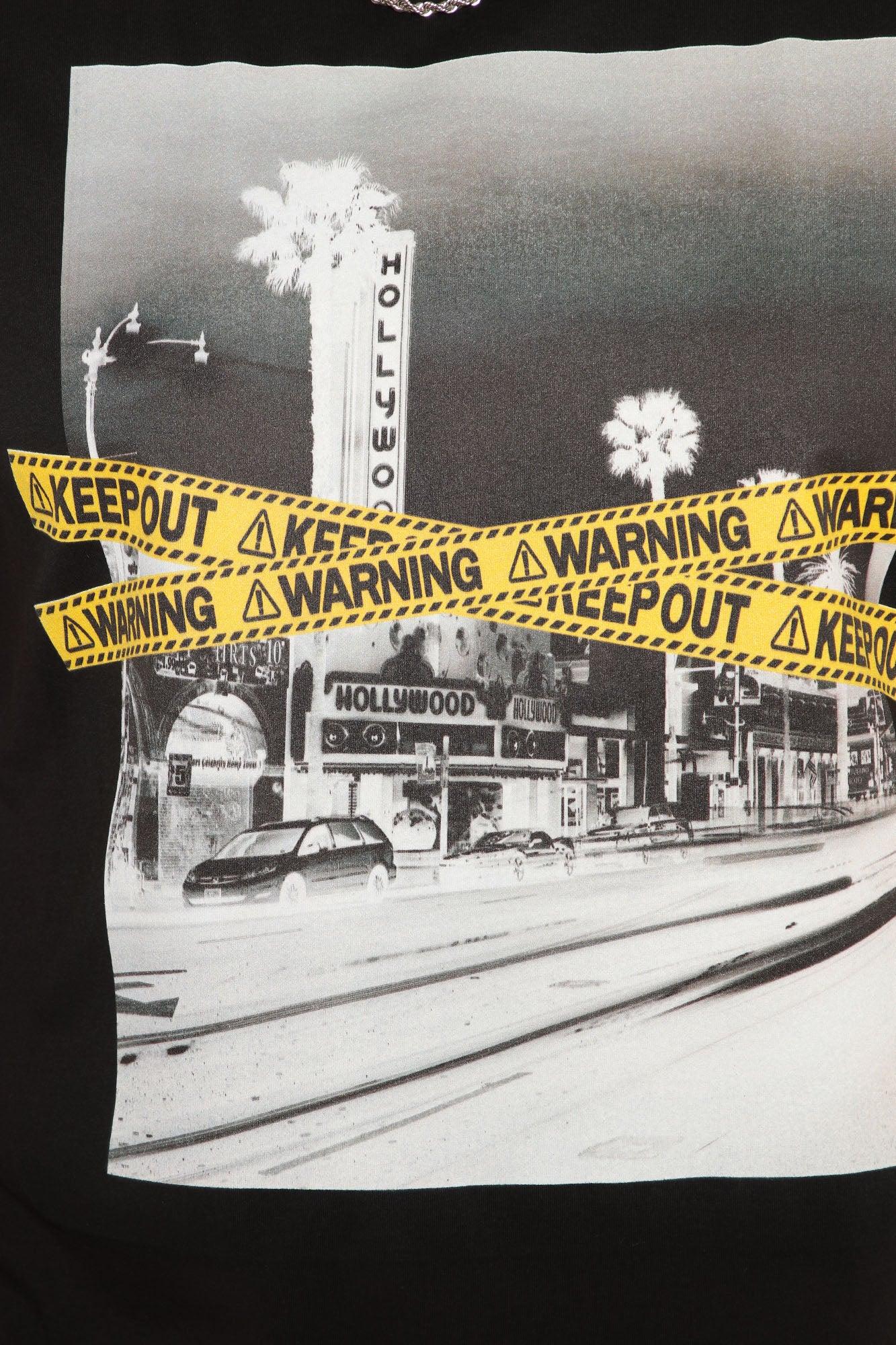 Warning Los Angeles Short Sleeve Tee - Black Product Image