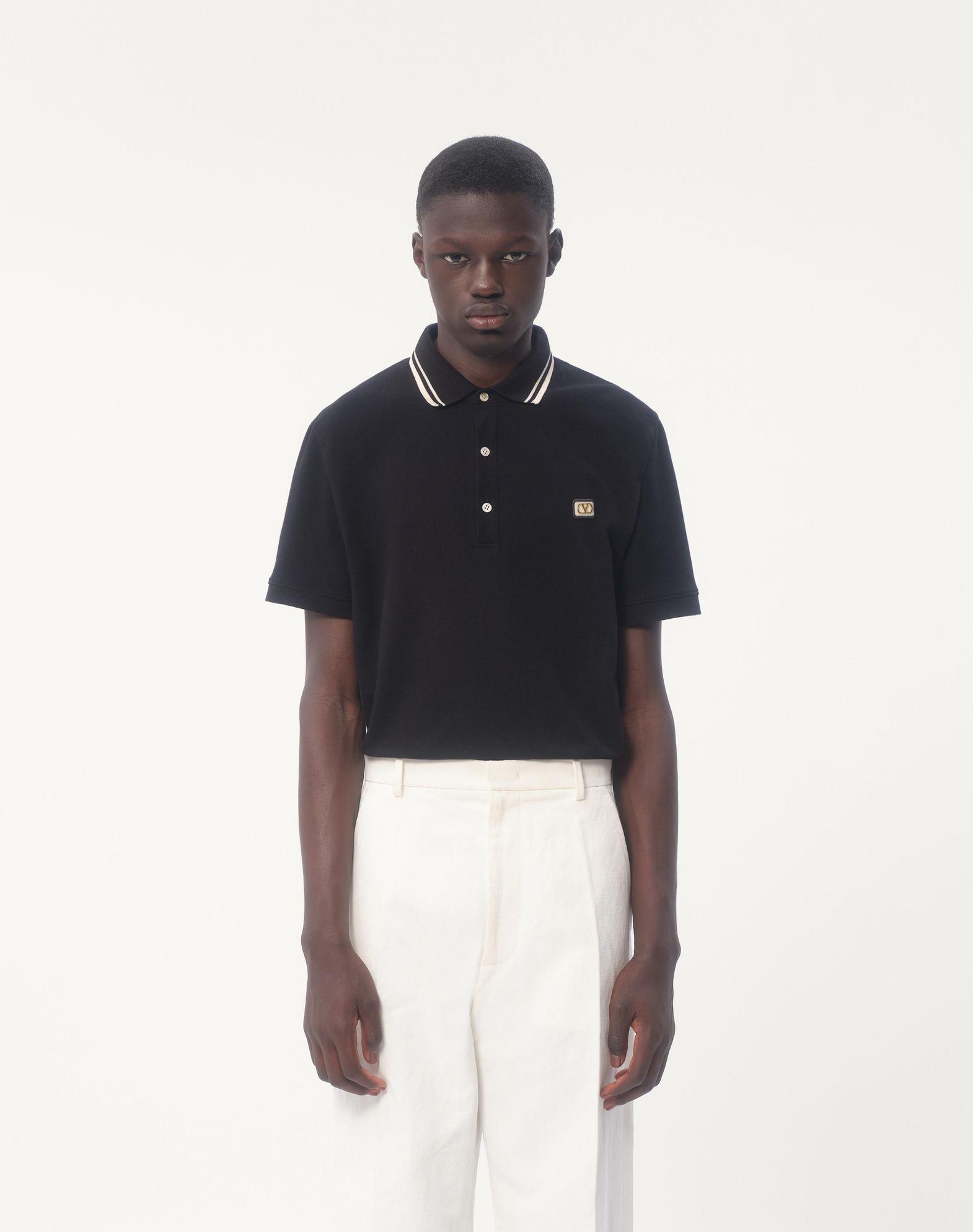Cotton Piqué Polo Shirt With Vlogo Patch Product Image