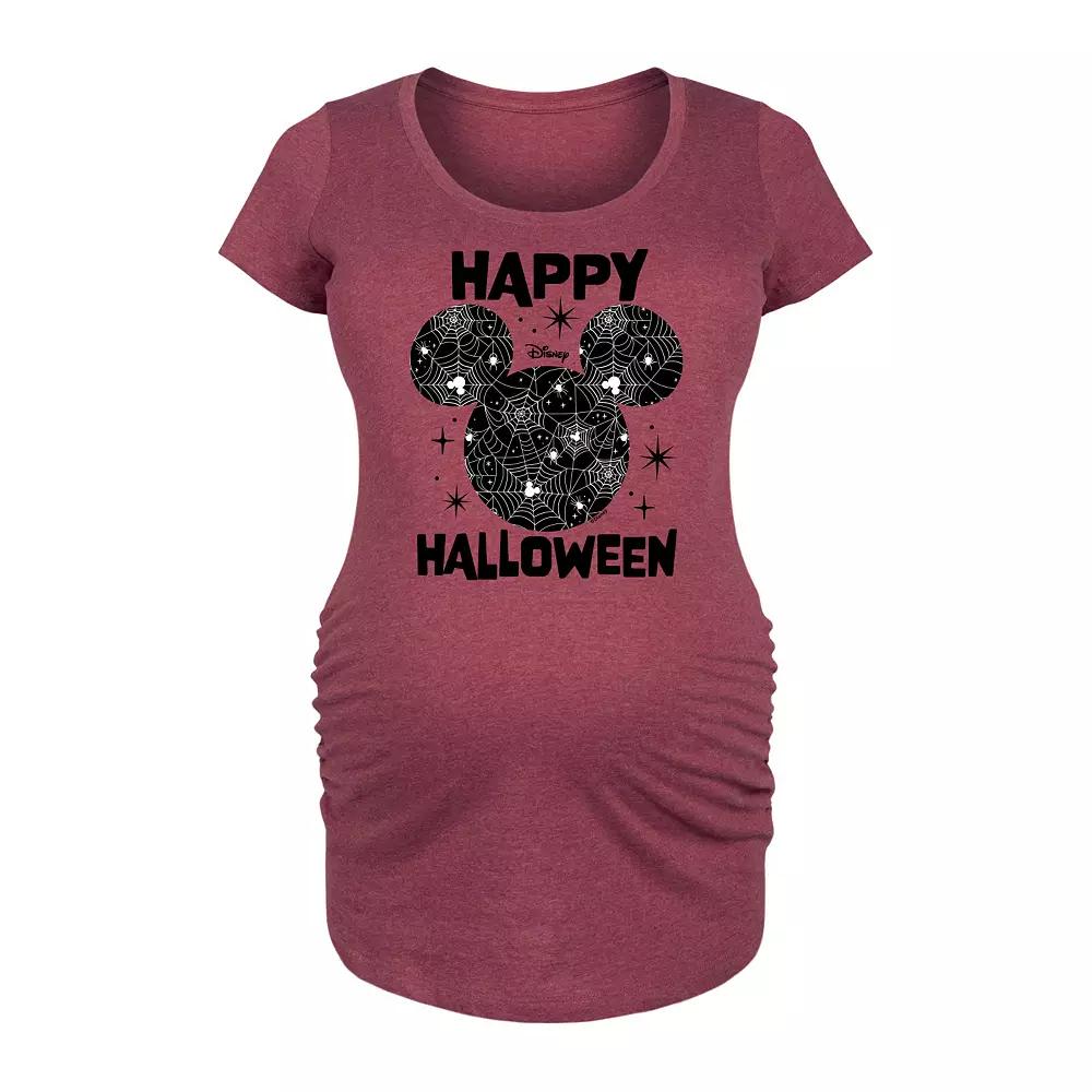 Disney's Mickey Mouse Maternity Happy Halloween Spider Web Graphic Tee, Women's,  Product Image