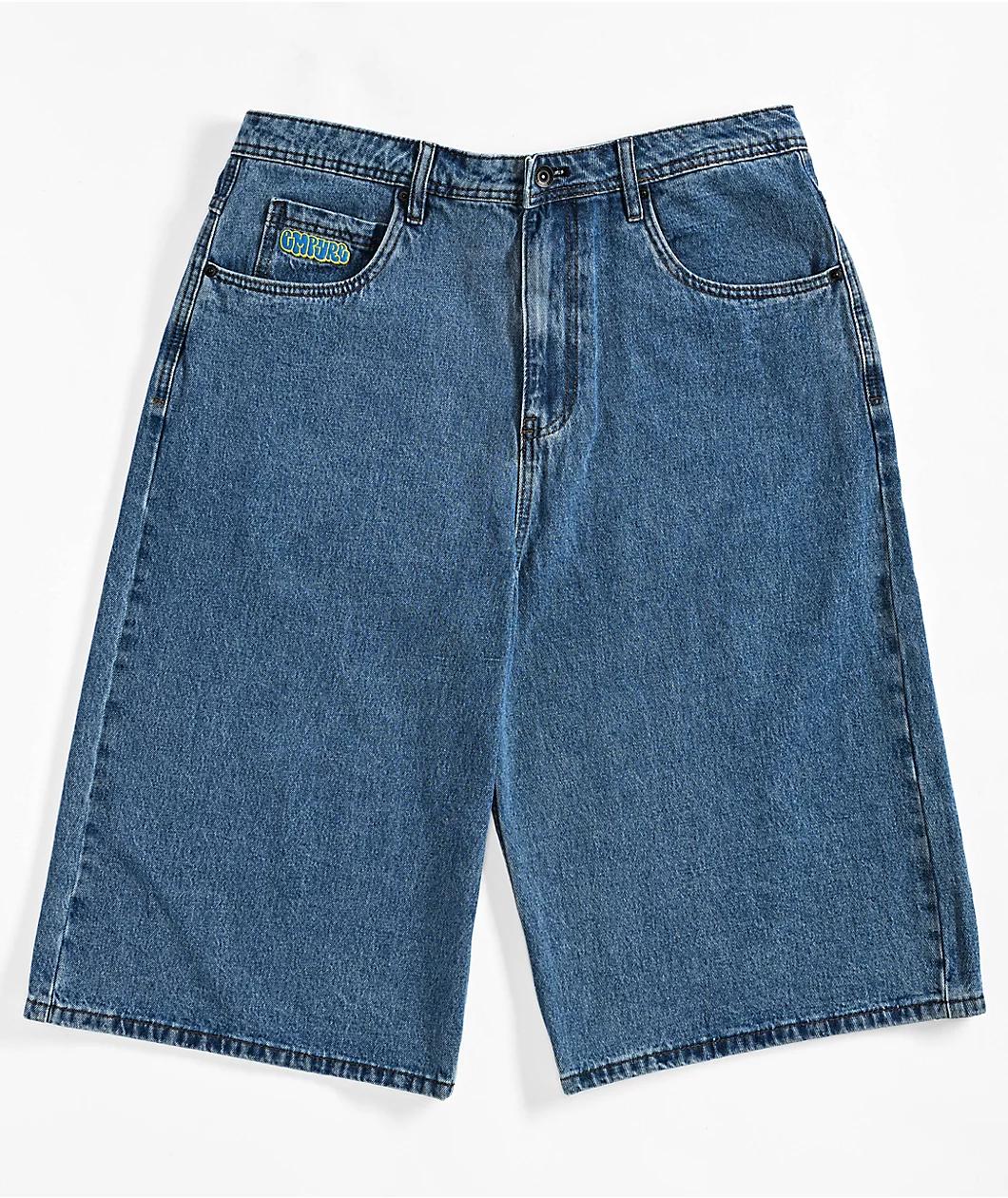 Empyre Blake Ultra Wide Blue Denim Skate Shorts Product Image