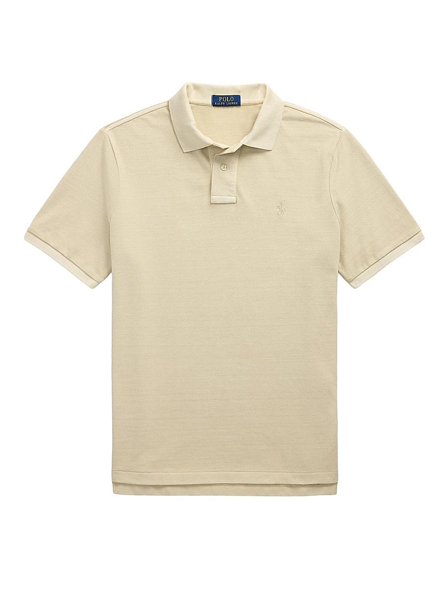 Mens Classic-Fit Mineral-Dyed Mesh Polo Shirt Product Image