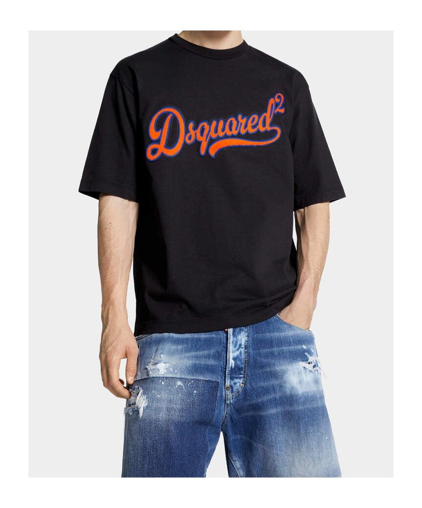 DSQUARED2 Loose Fit Cotton Logo T-shirt In Black Product Image