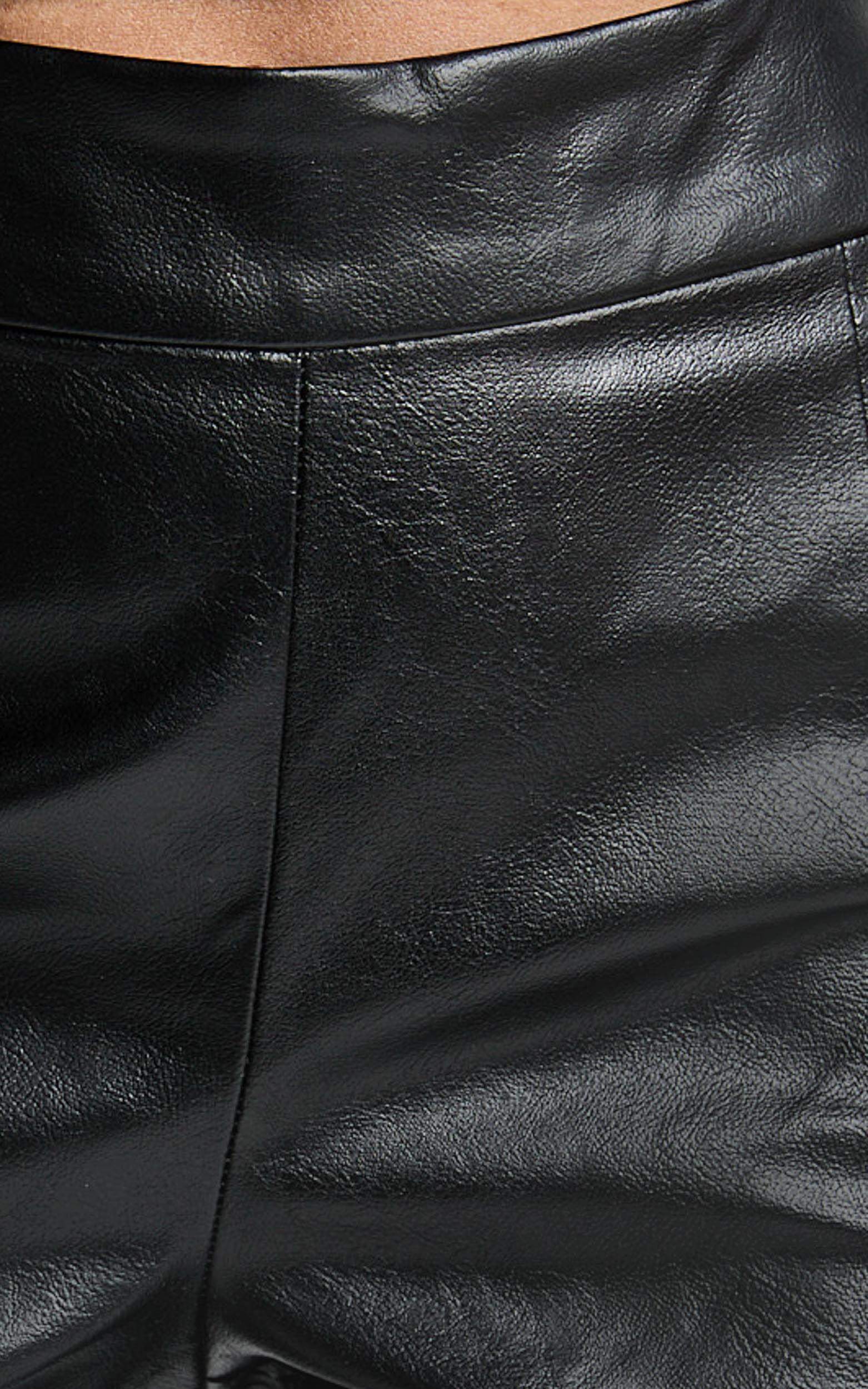 Ravina Pants - High Waist Faux Leather Flare Pants in Black Product Image