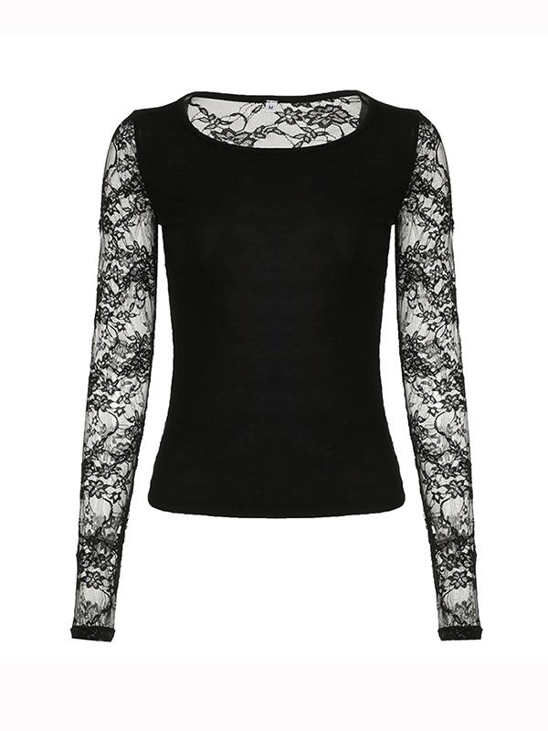 Lace Stitching Long Sleeve Tee Product Image