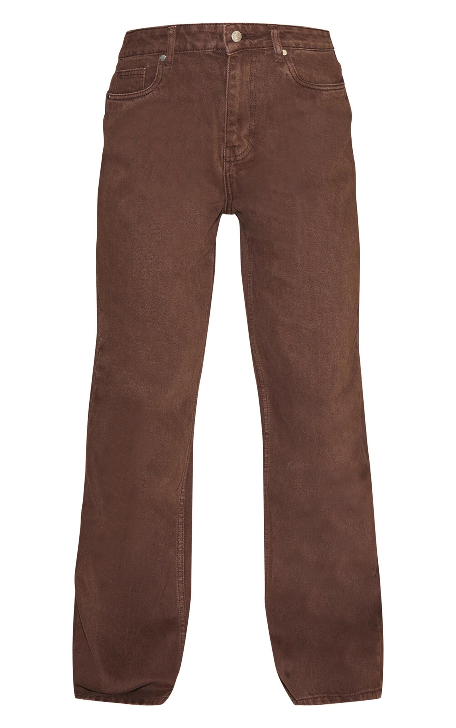 Brown Mid Rise Wide Leg Jeans Product Image