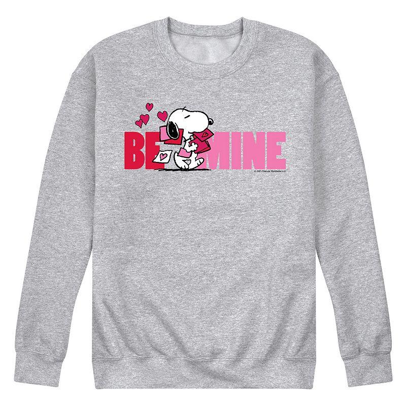 Mens Peanuts Be Mine Fleece Sweatshirt Blue Product Image