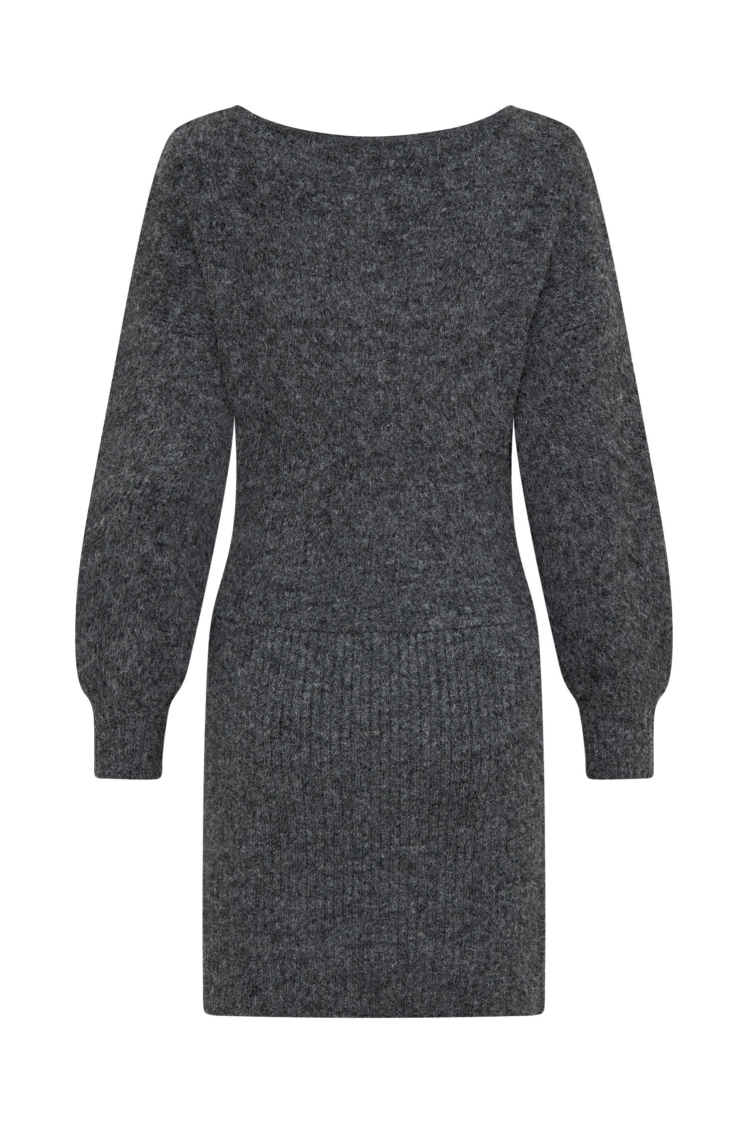 Rafferty Boat Neck Knit Mini Dress - Charcoal Marle Product Image
