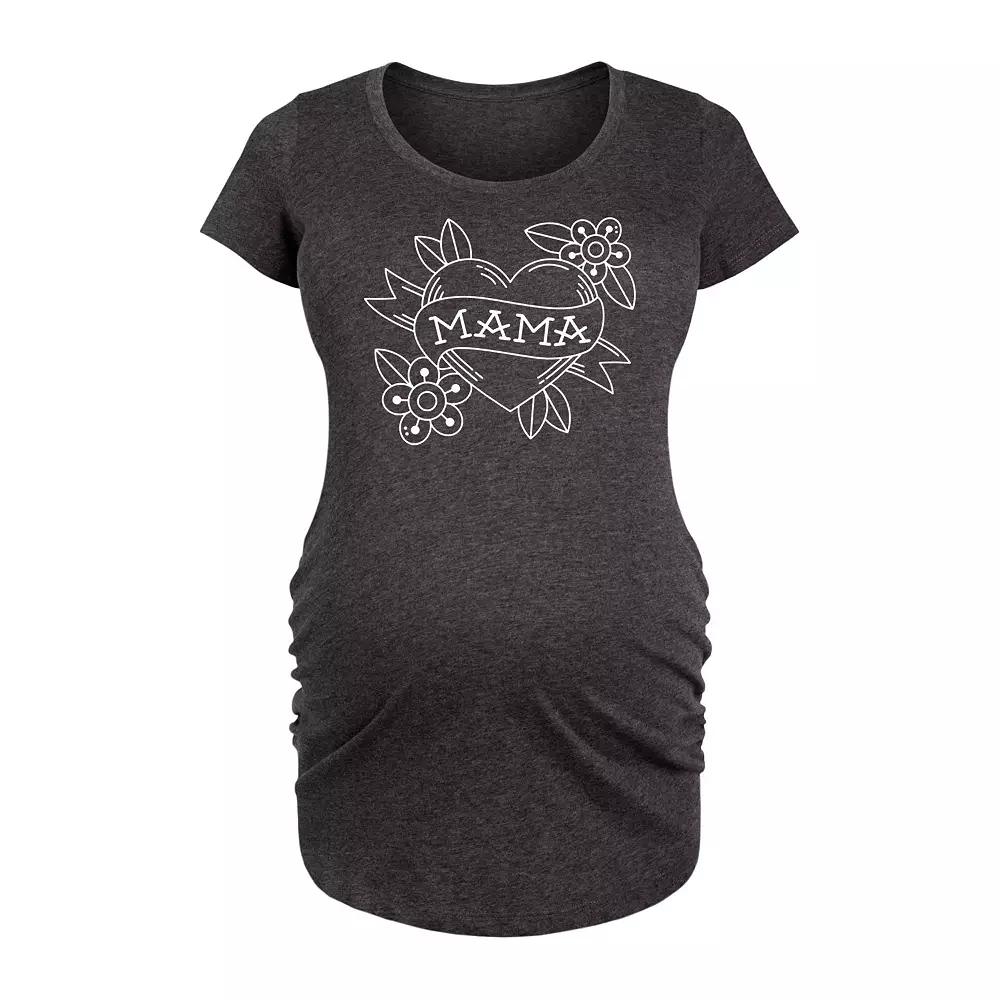 Maternity Mama Tattoo Heart Graphic Tee, Women's,  Product Image