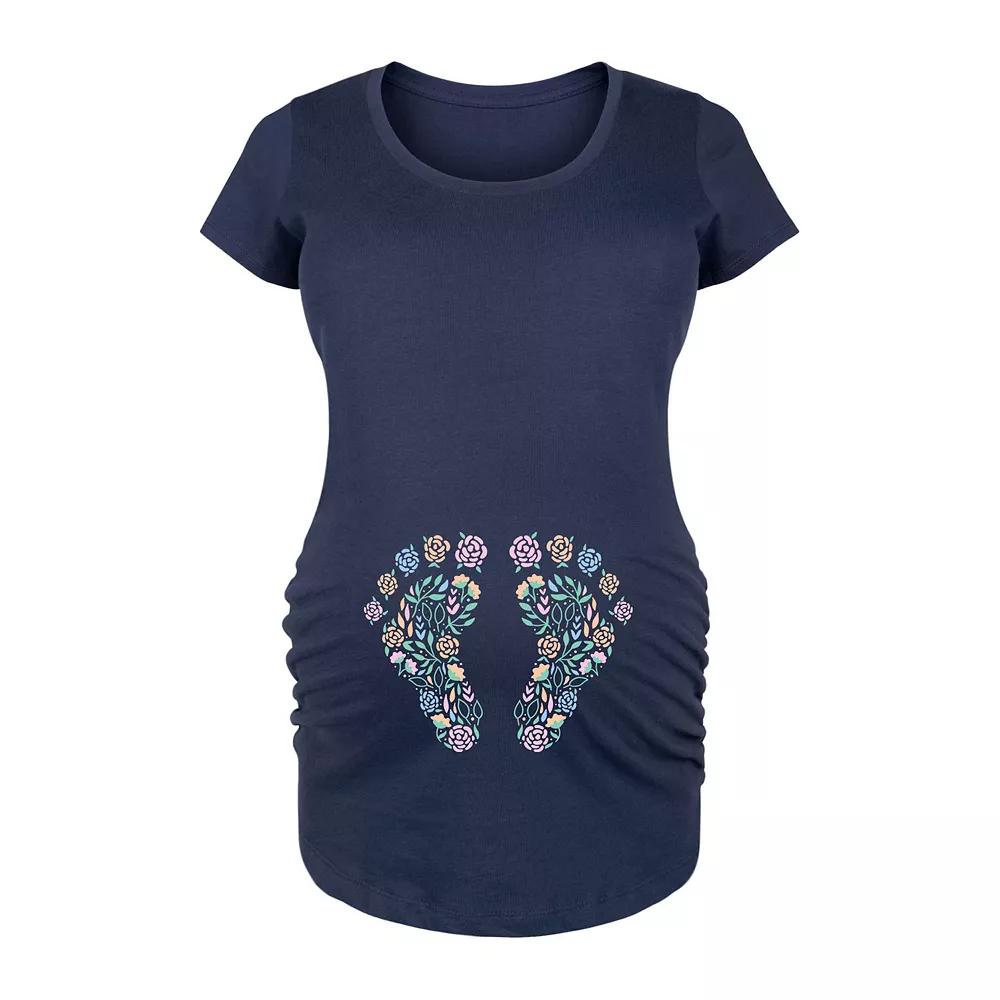 Maternity Floral Footprint Belly Graphic Tee, Women's,  Product Image